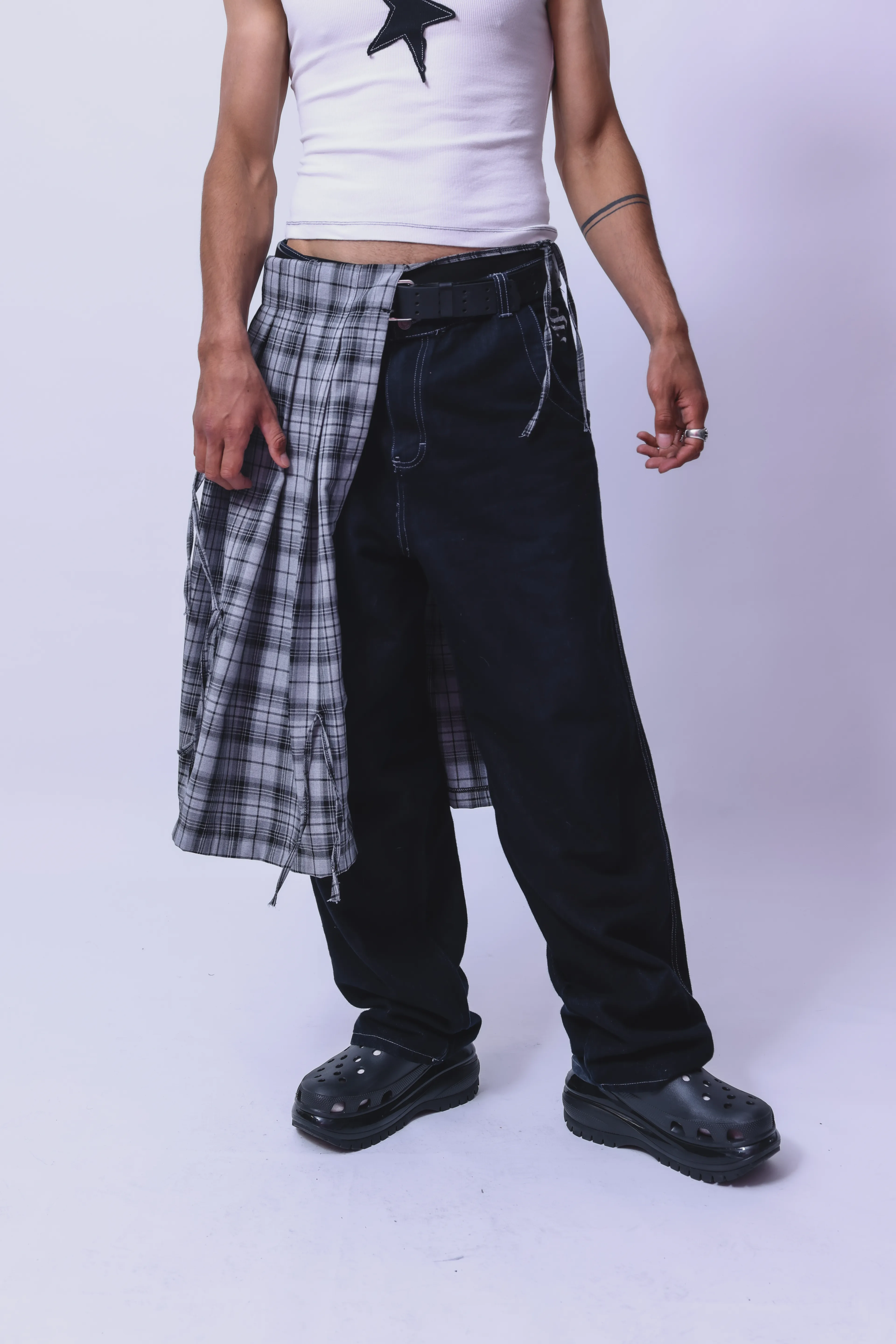 Antrasit Ekose Erkek Layer Kemer