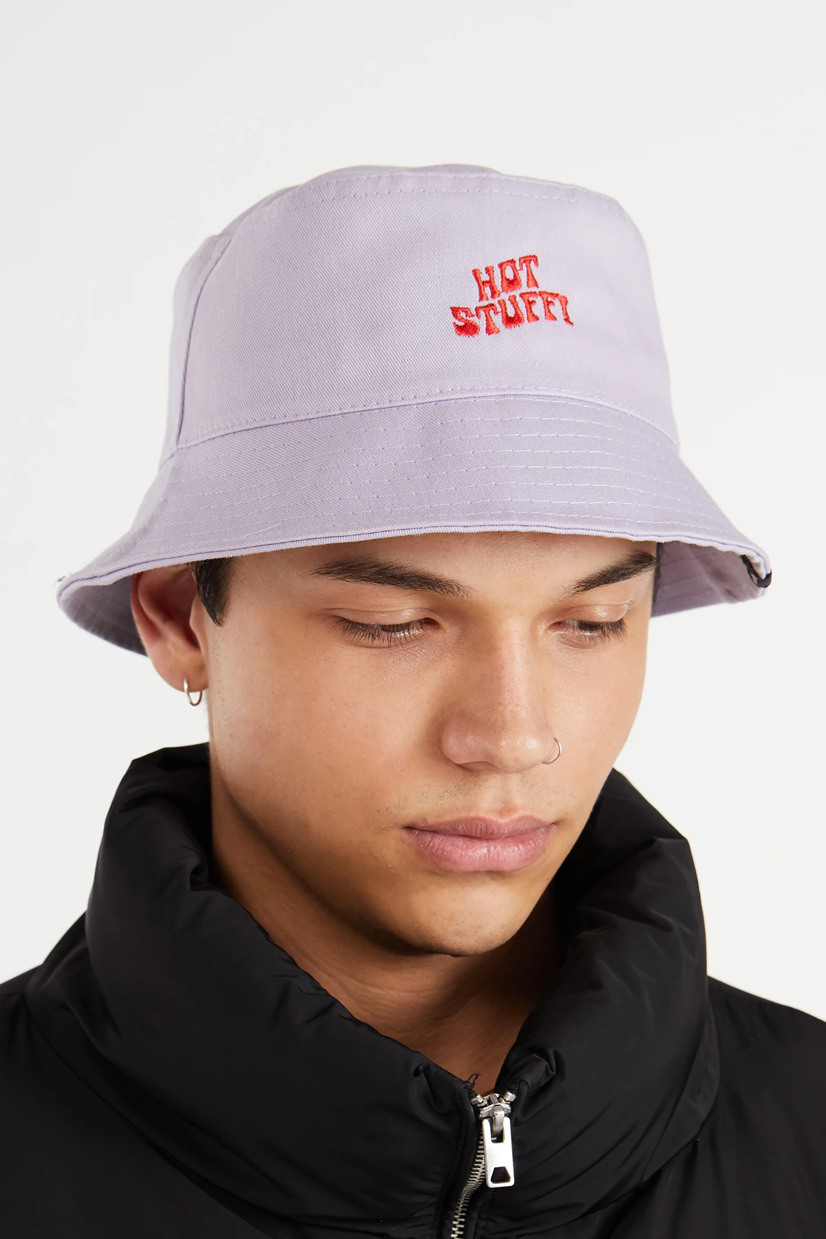 Erkek Nakış işlemeli Lila Bucket Şapka