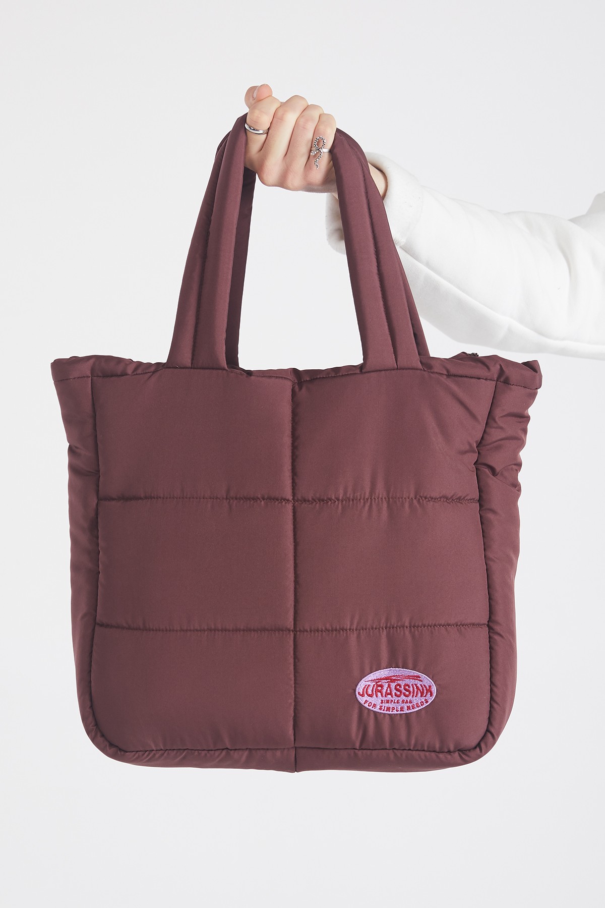 Unisex Kahverengi Simple Bag Puffer Çanta