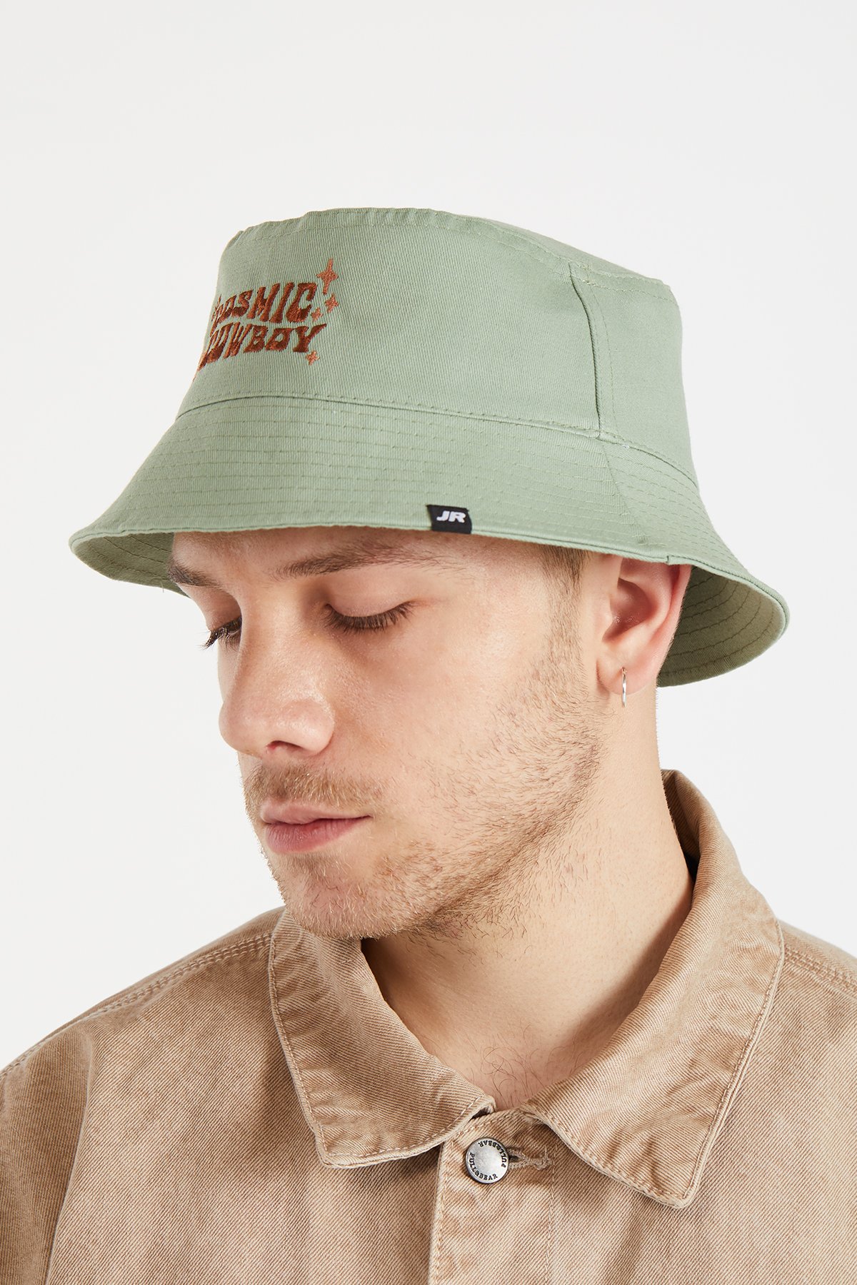 Erkek Nakış işlemeli Yeşil Bucket Şapka