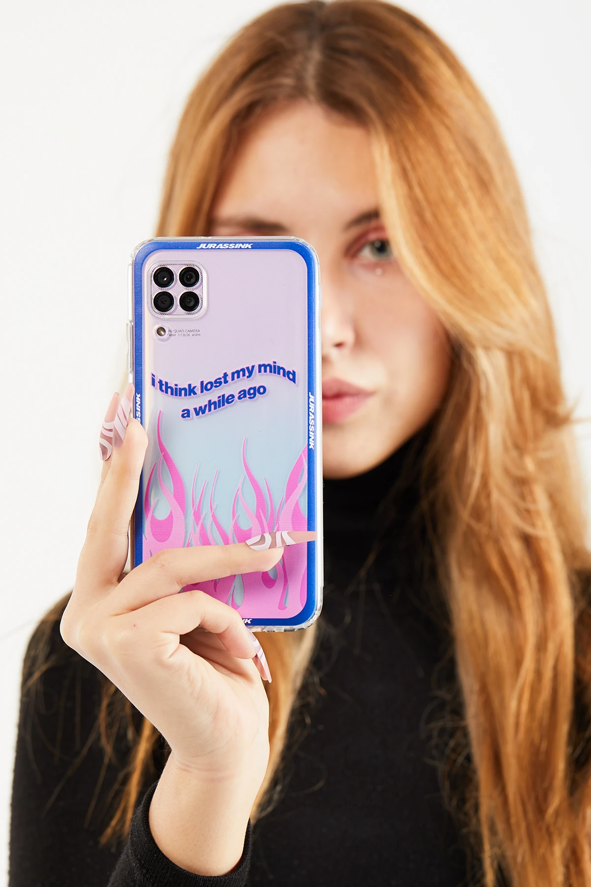 Huawei Uyumlu Pink Flames Şeffaf Telefon Kılıfı
