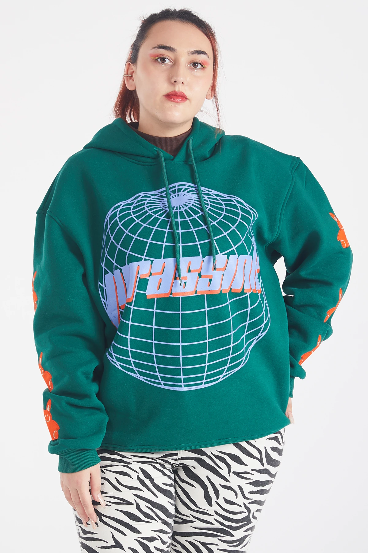 Kadın Patch Baskılı Kapüşonlu Sweatshirt
