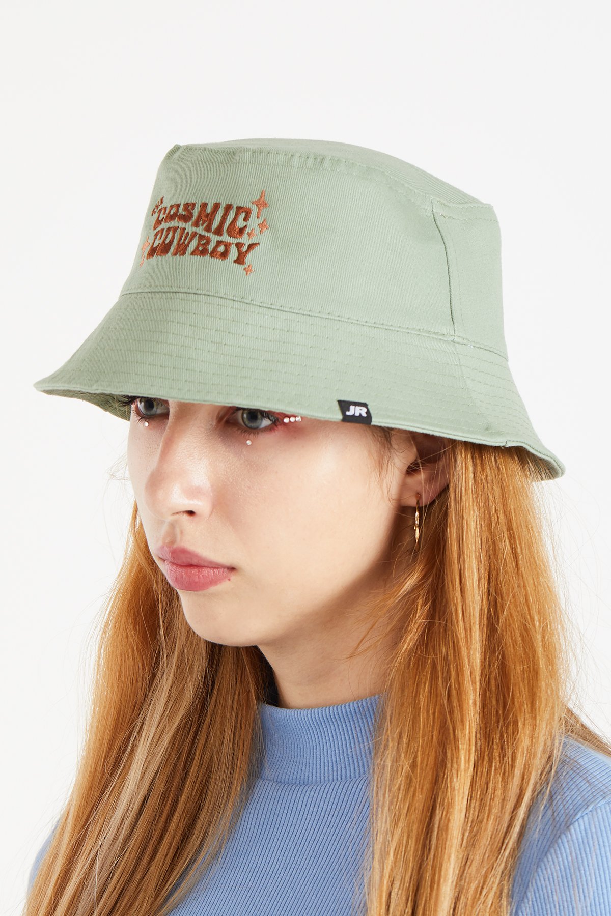 Kadın Nakış işlemeli Yeşil Bucket Şapka