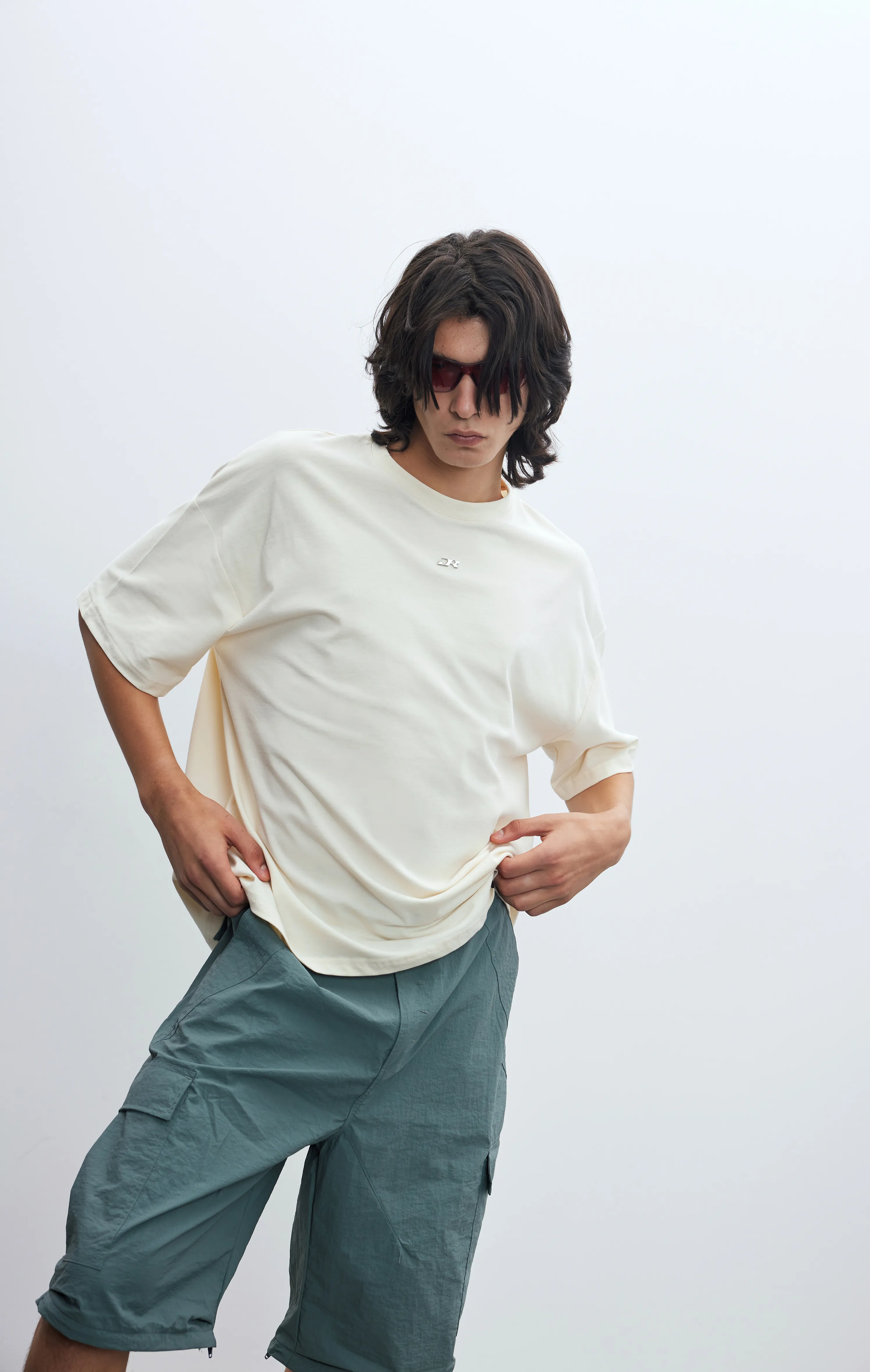 Erkek Metal JR Logolu Basic Eggwhite T-shirt