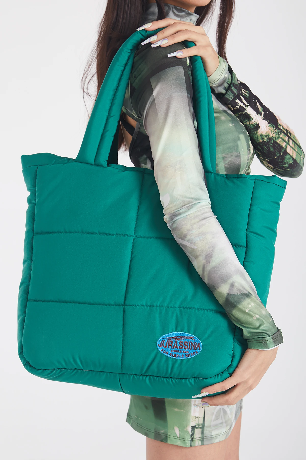 Unisex Yeşil Simple Bag Puffer Çanta
