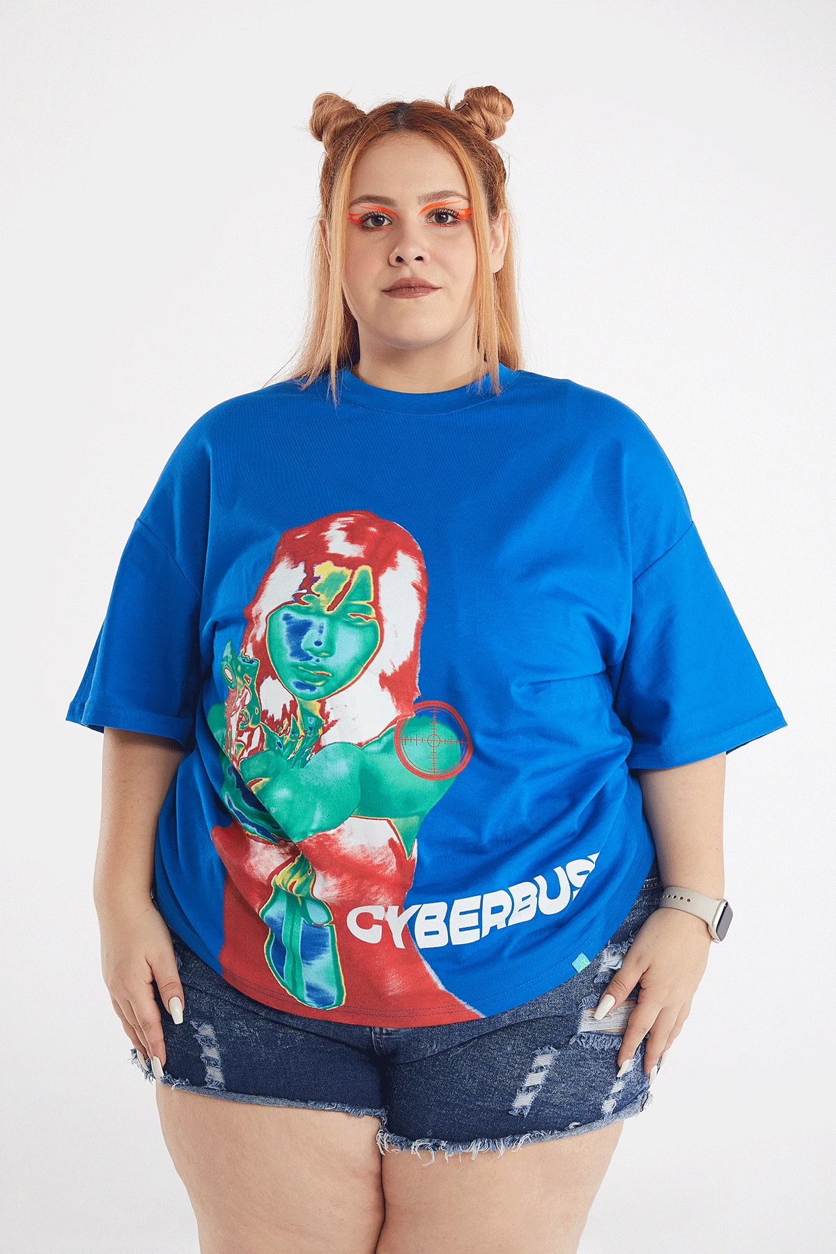 Kadın Thermal Shooter Baskılı Kısa Kollu Oversize T-shirt