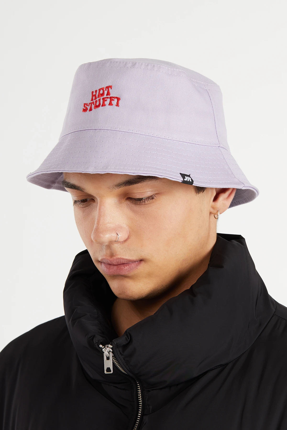 Erkek Nakış işlemeli Lila Bucket Şapka