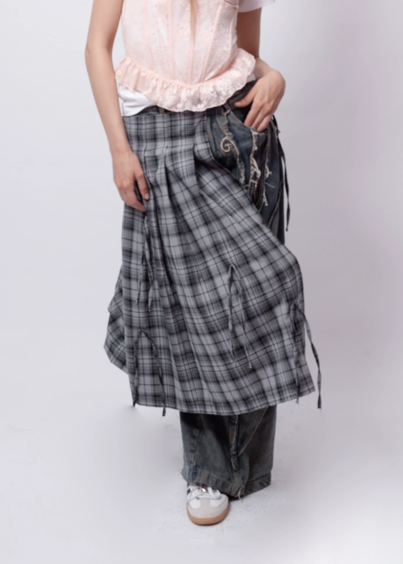 Antrasit Ekose Kadın Layer Kemer