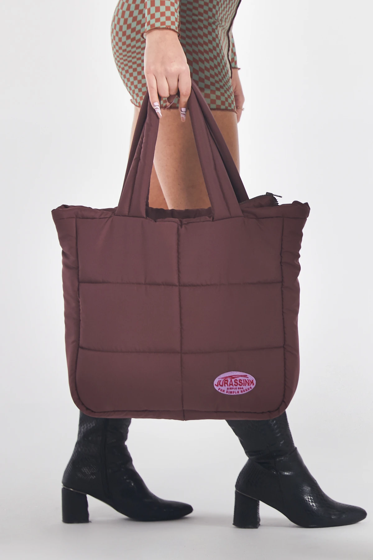 Unisex Kahverengi Simple Bag Puffer Çanta