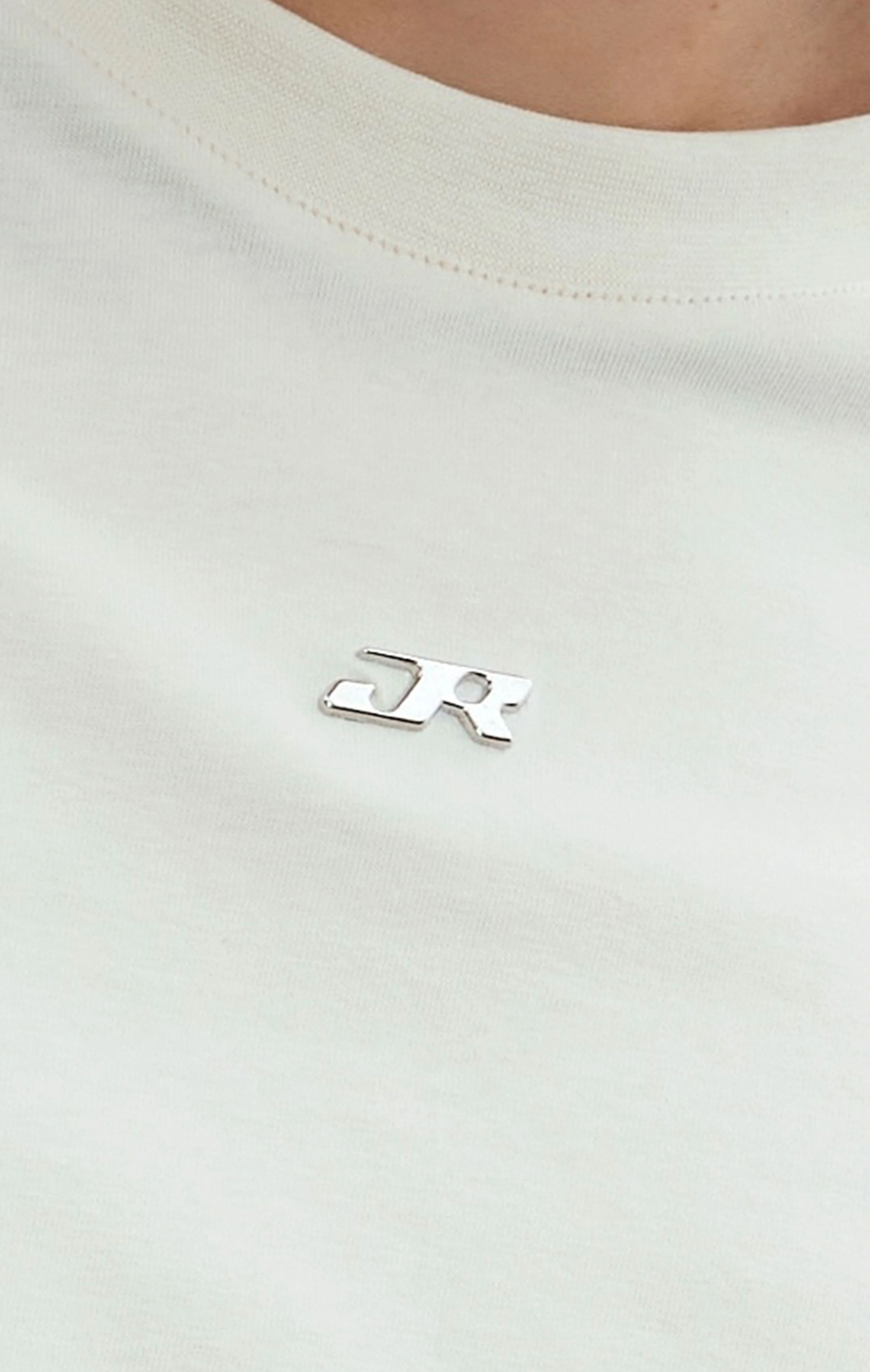 Erkek Metal JR Logolu Basic Eggwhite T-shirt