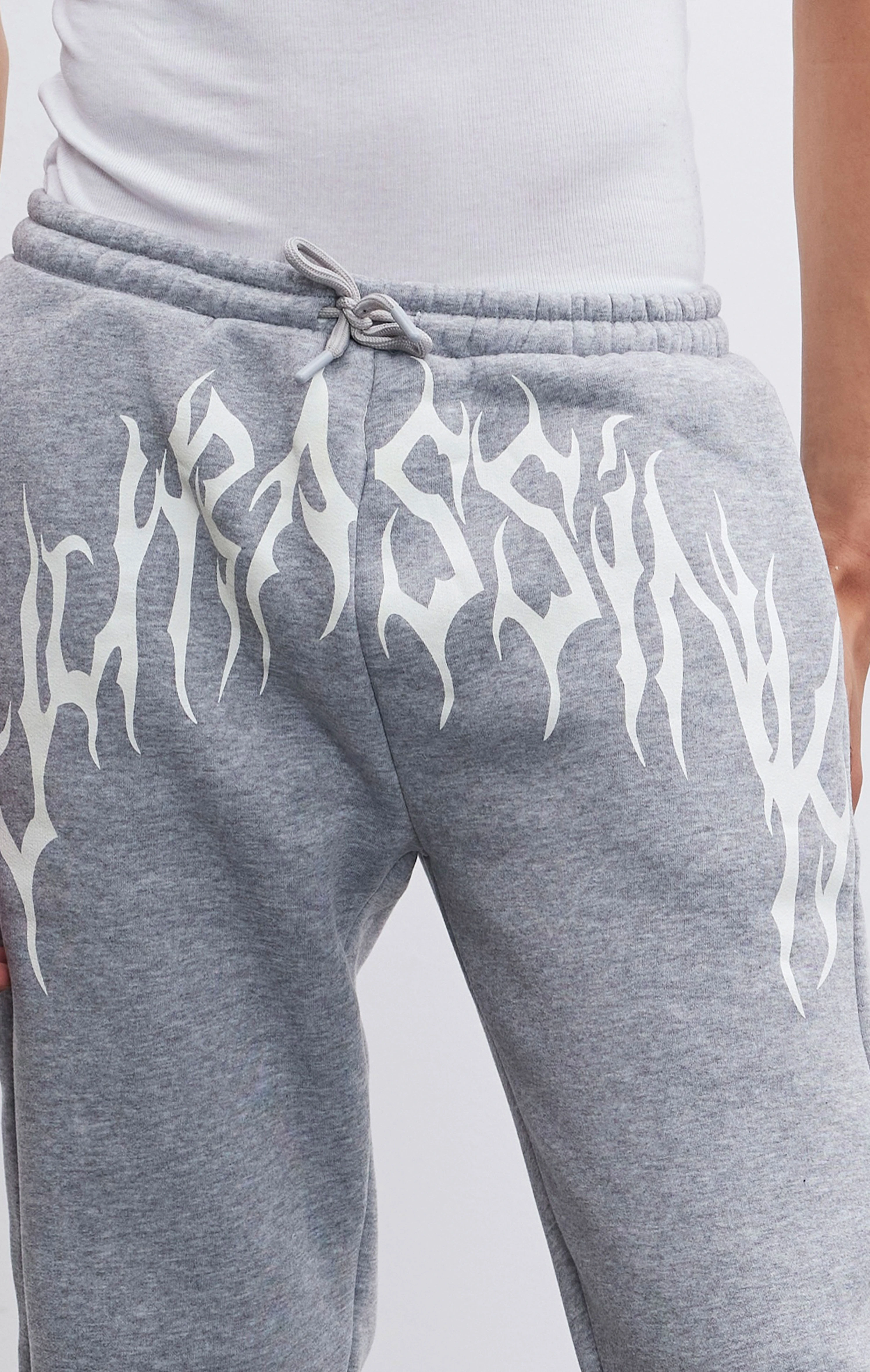 Erkek JR Baskılı Gri Straight Fit Pantolon