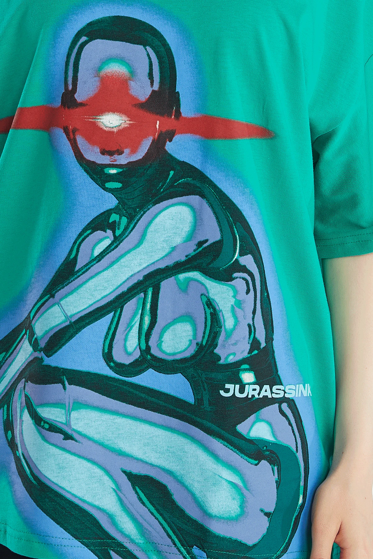 Kadın Green Spect Baskılı Kısa Kollu Oversize T-shirt