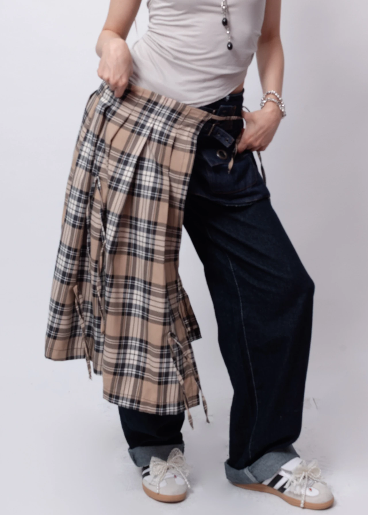 Krem Ekose Kadın Layer Kemer