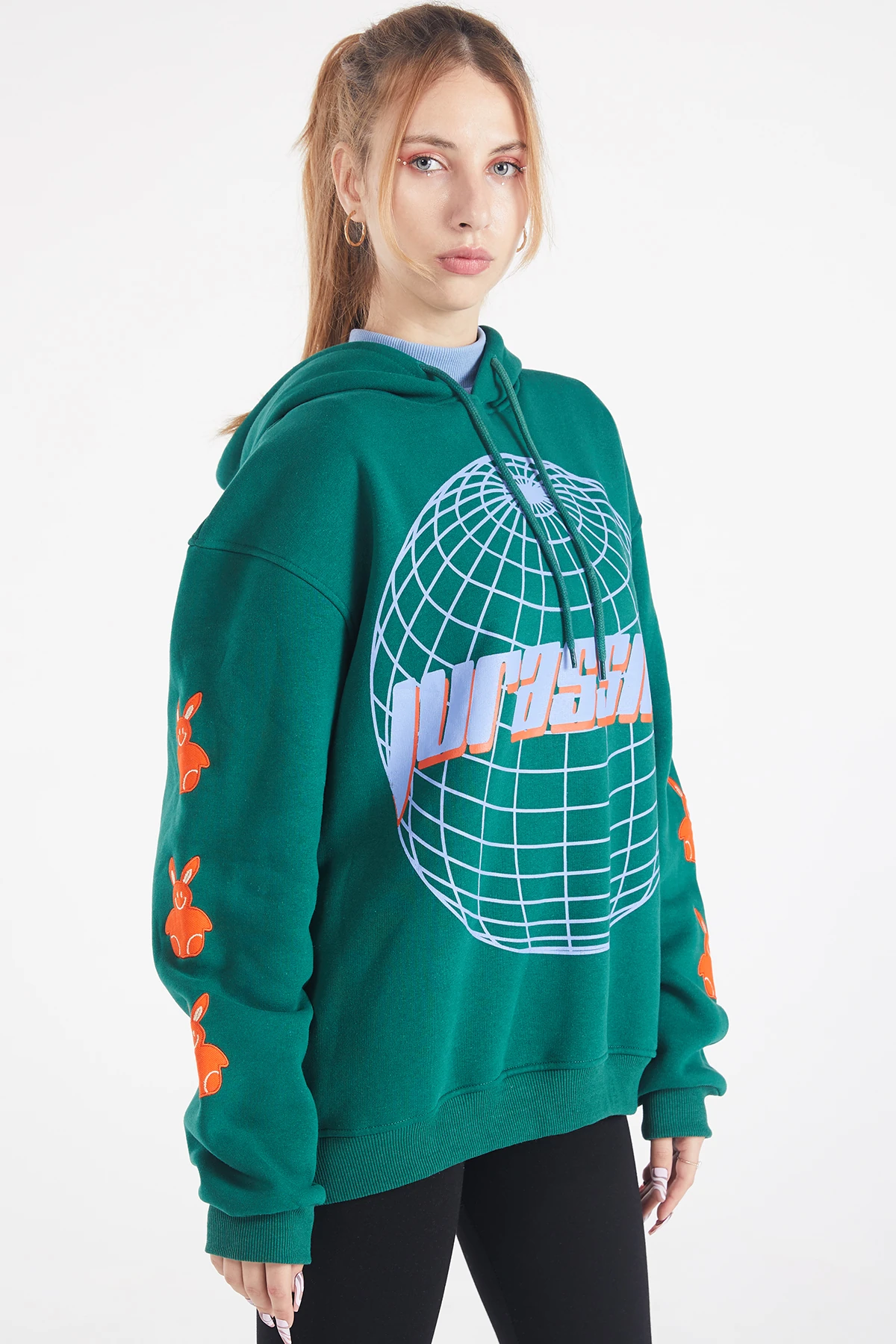 Kadın Patch Baskılı Kapüşonlu Sweatshirt