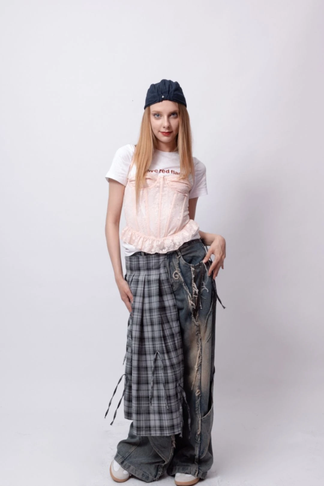 Antrasit Ekose Kadın Layer Kemer