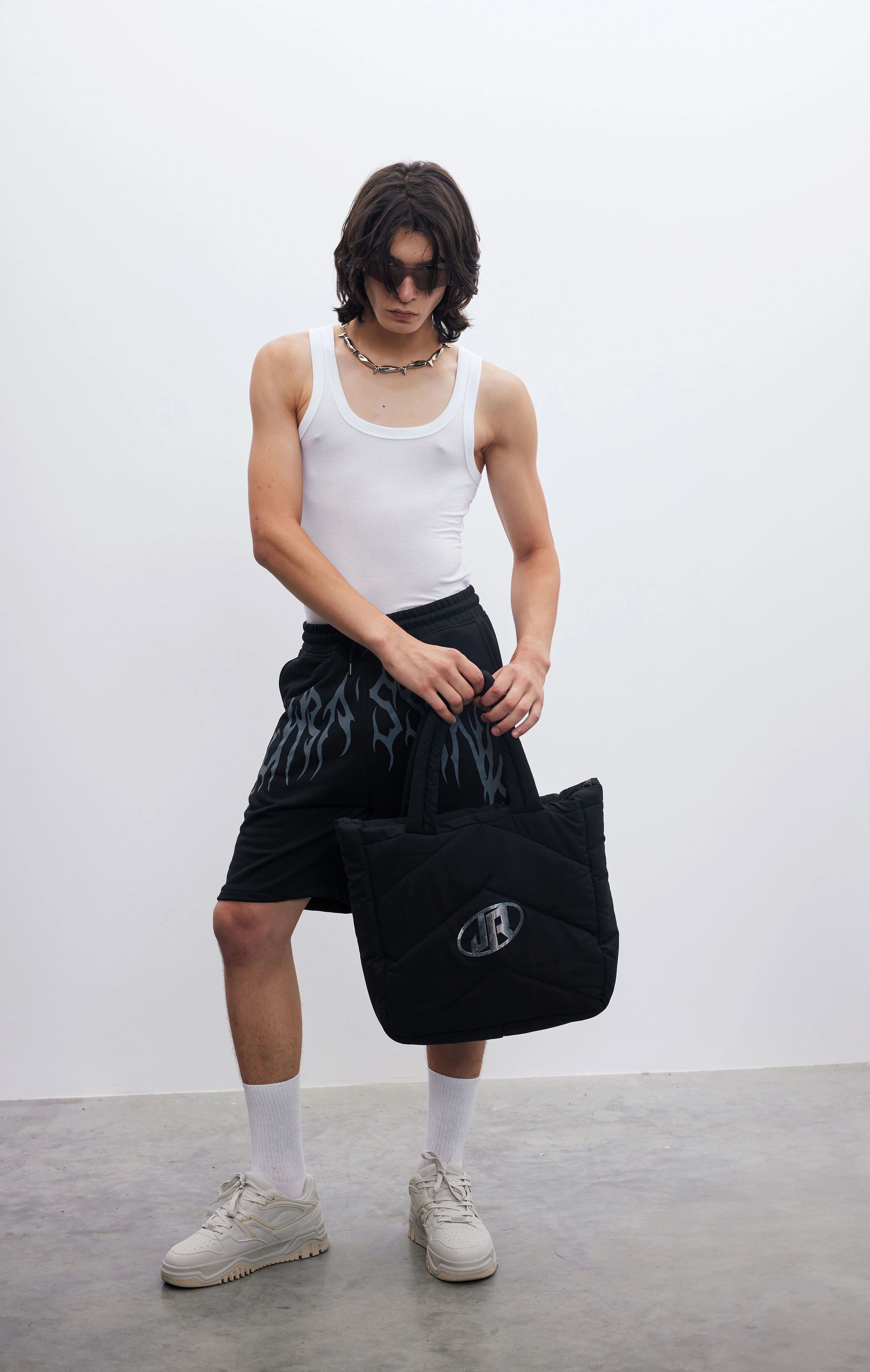 Unisex Siyah Liquid Logolu Simple Bag Puffer Çanta