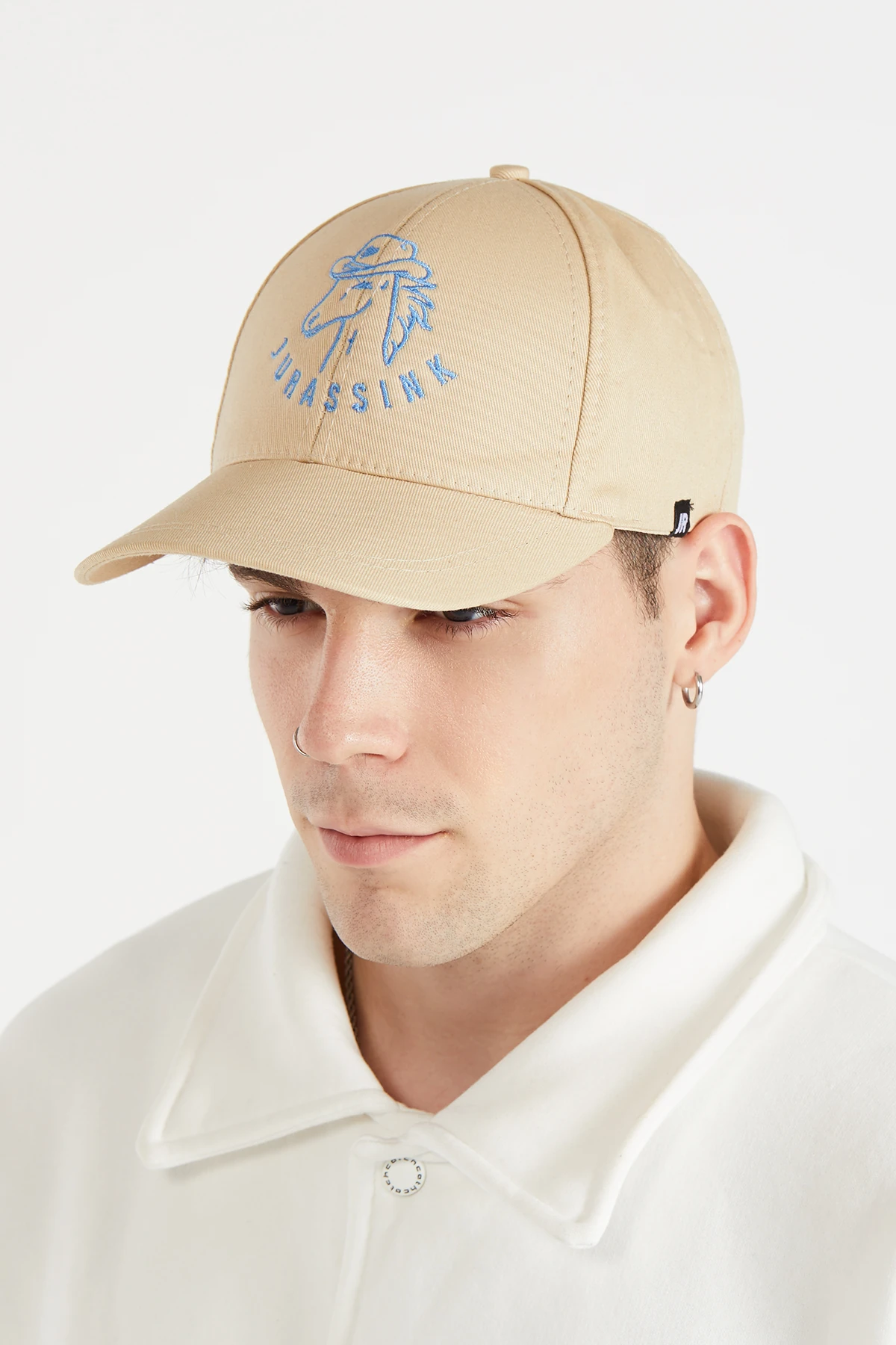 Erkek Nakış işlemeli Bej Şapka