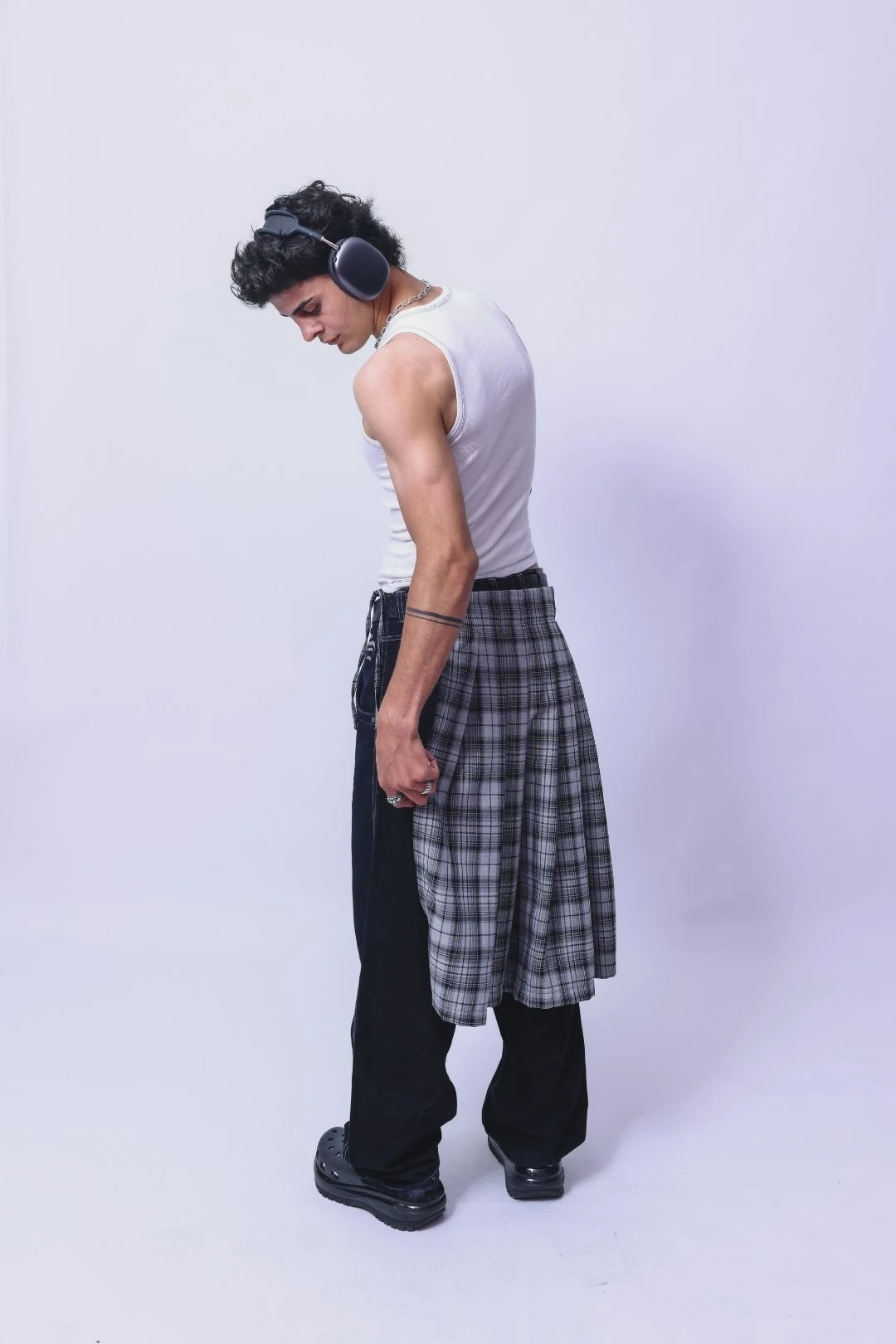 Antrasit Ekose Erkek Layer Kemer