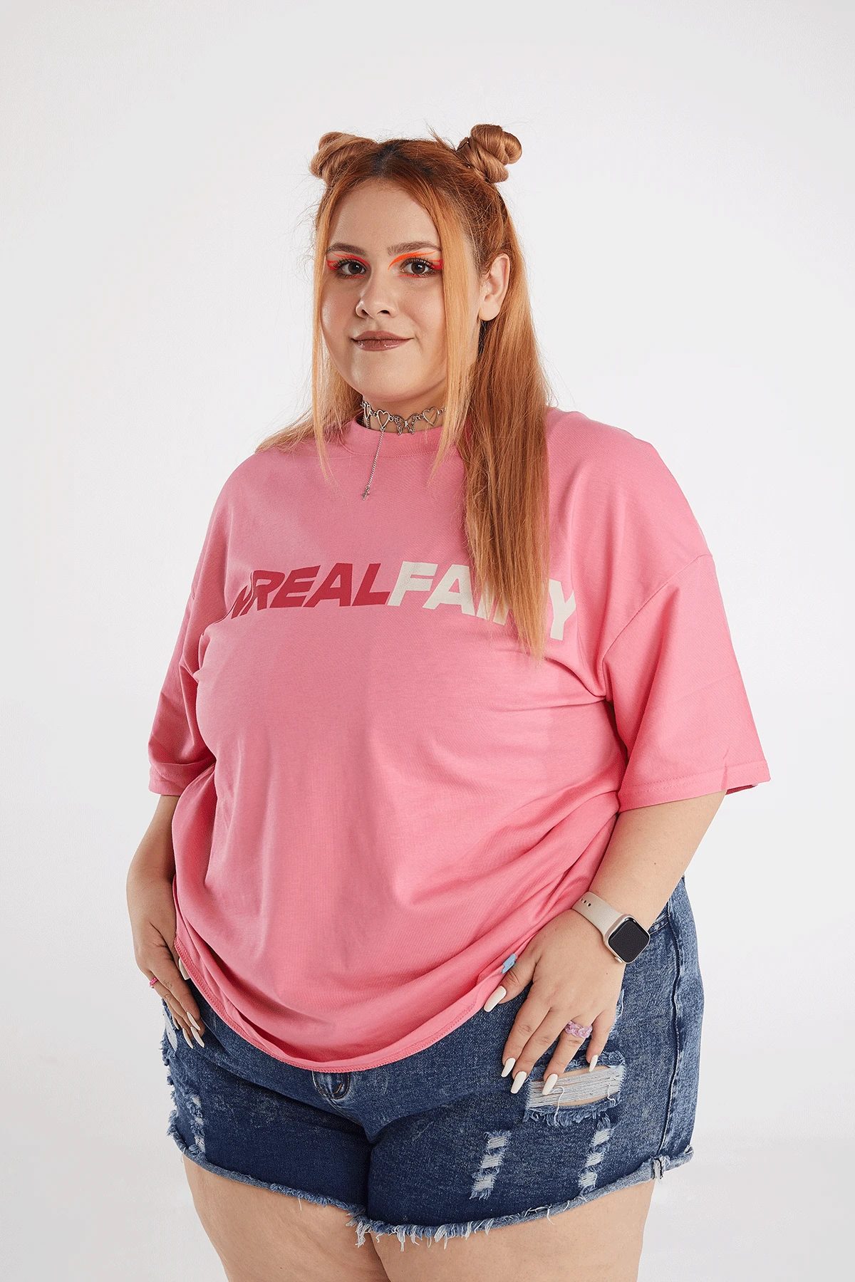 Kadın Sırtı Rhinestone Baskılı Kısa Kollu Oversize T-shirt