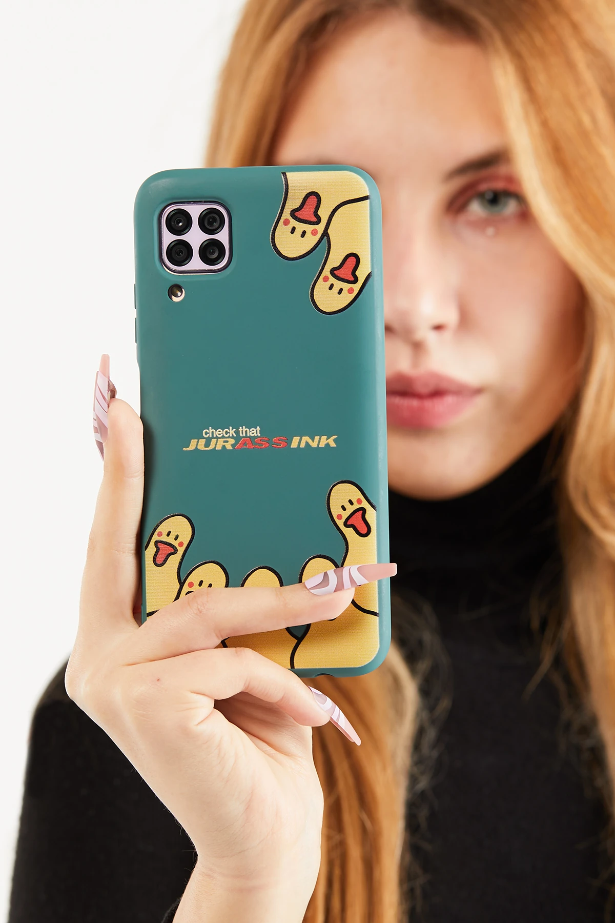 Huawei Uyumlu Curious Ducks Yeşil Telefon Kılıfı
