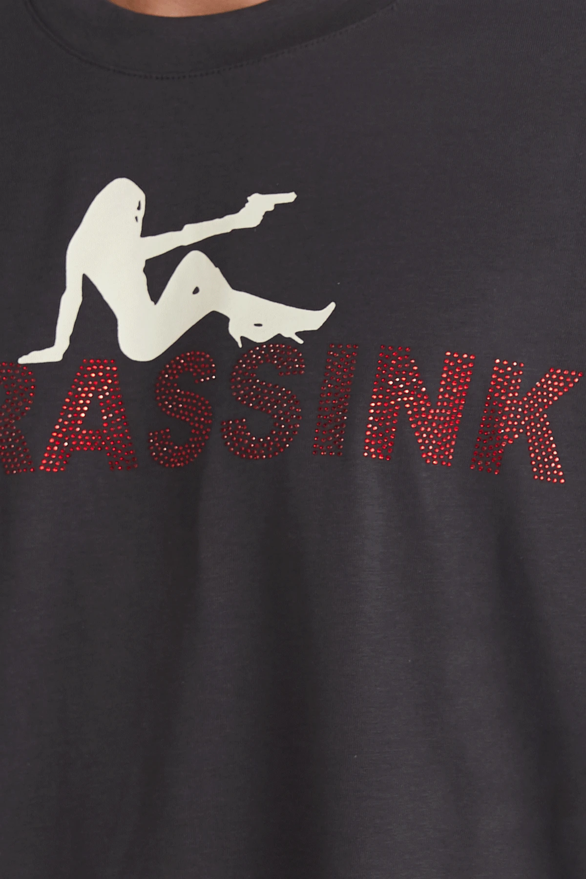 Kadın Rhinestone Baskılı Kısa Kollu Oversize T-shirt