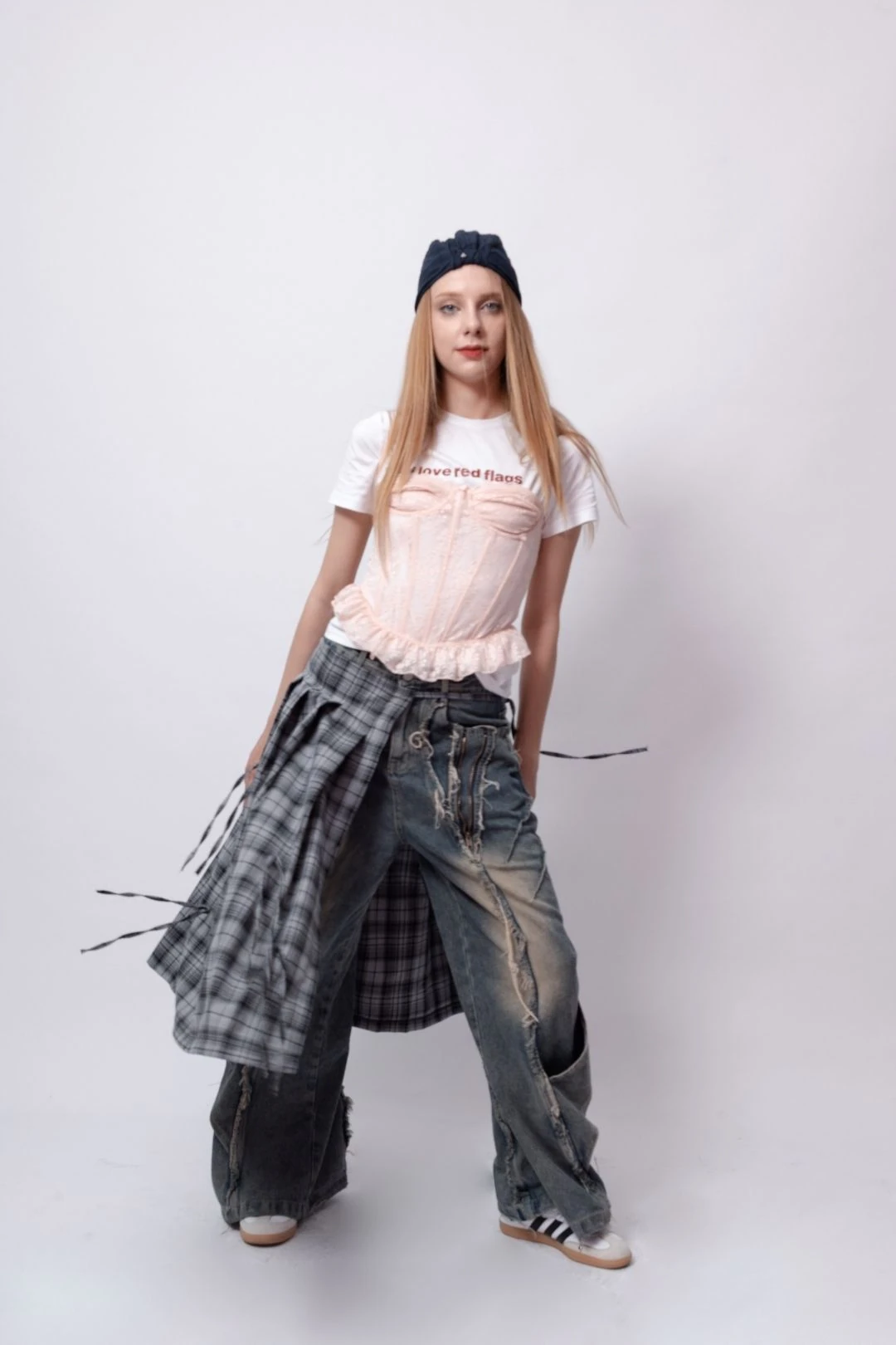 Antrasit Ekose Kadın Layer Kemer