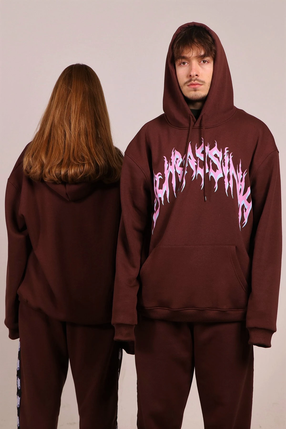Erkek Baskılı Kapüşonlu Sweatshirt