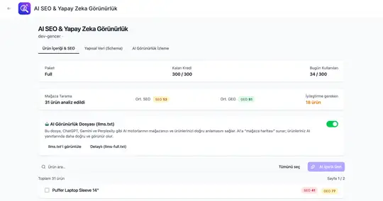 AI SEO & Yapay Zeka Görünürlük ekran görüntüsü 1