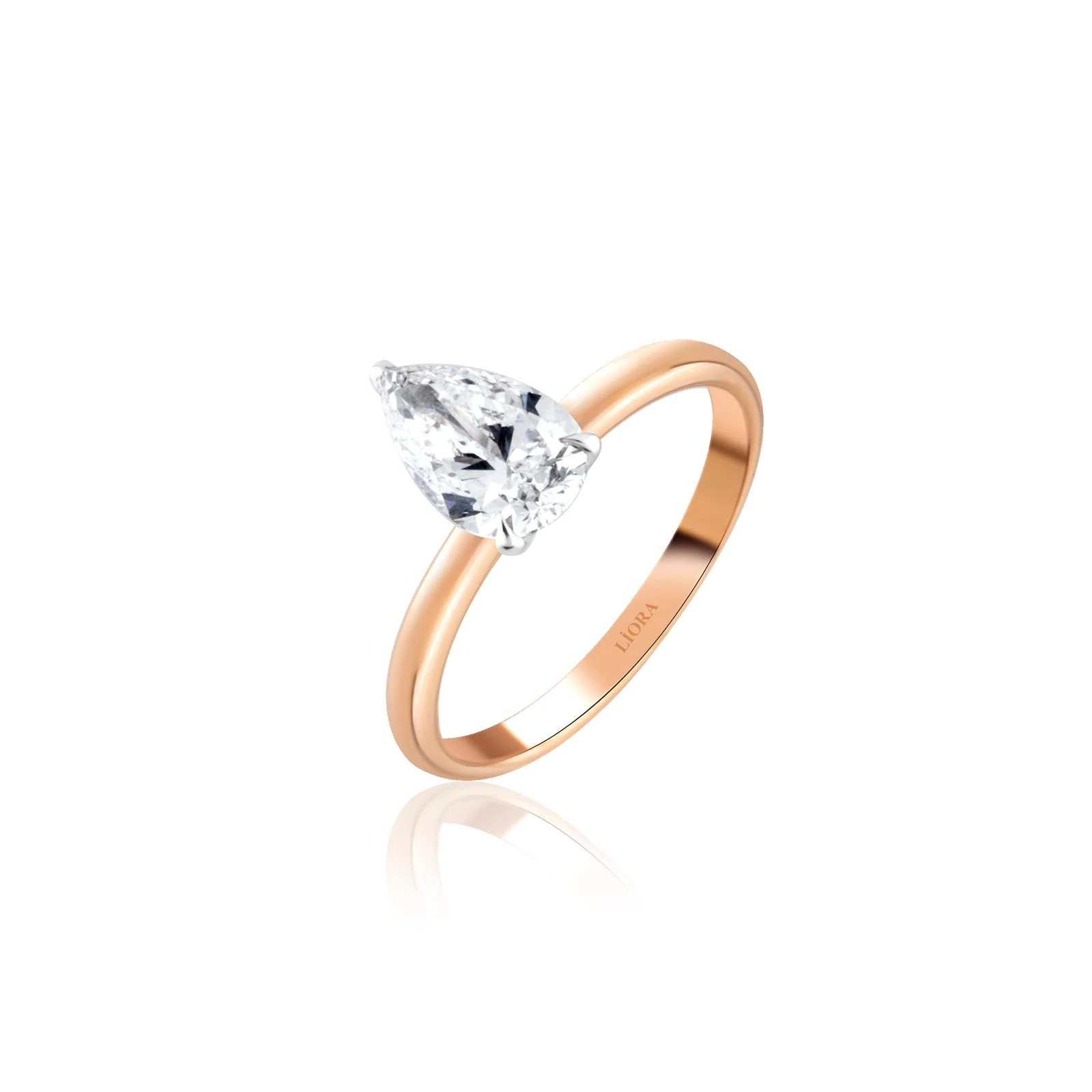 1.55 Carat Pear Kesim Laboratuvar Pırlanta Tektaş Yüzük