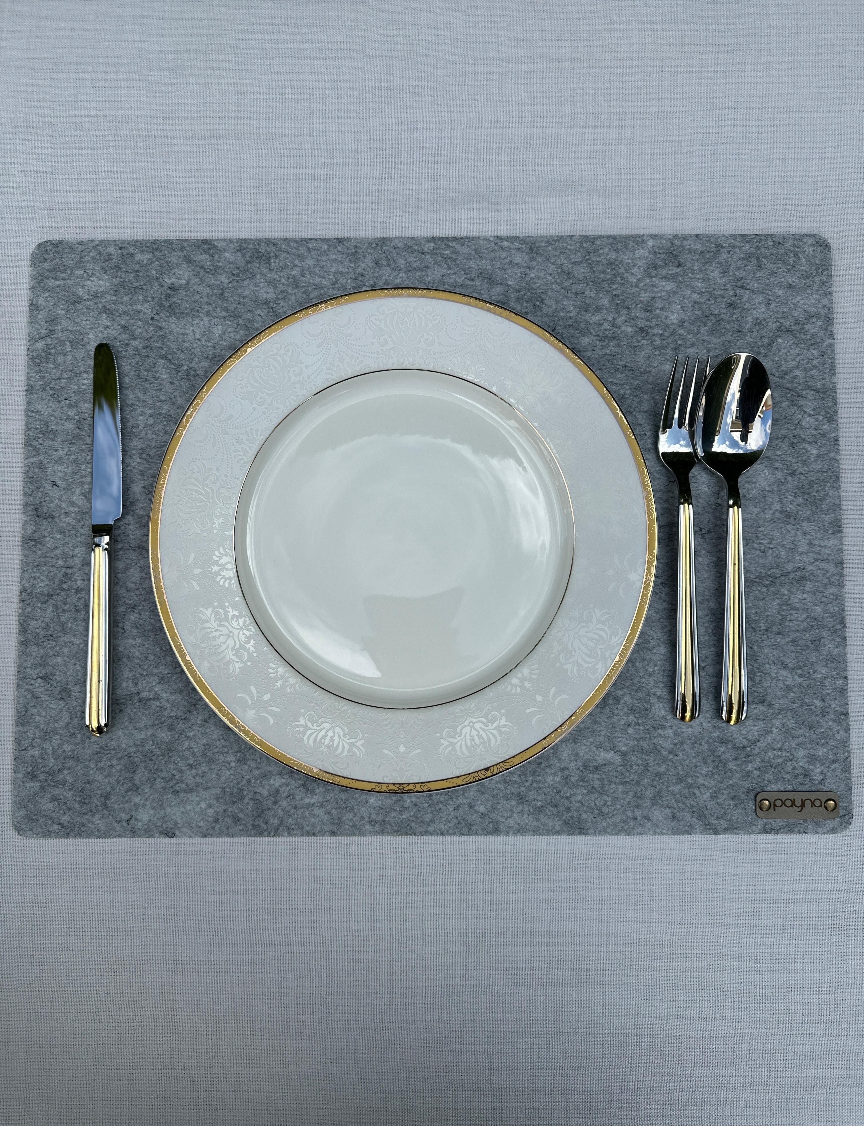 Rectangular Keçe Amerikan Servis Altlığı ( 6 Adet Amerikan Servis & 6 Adet Bardak Altlığı )