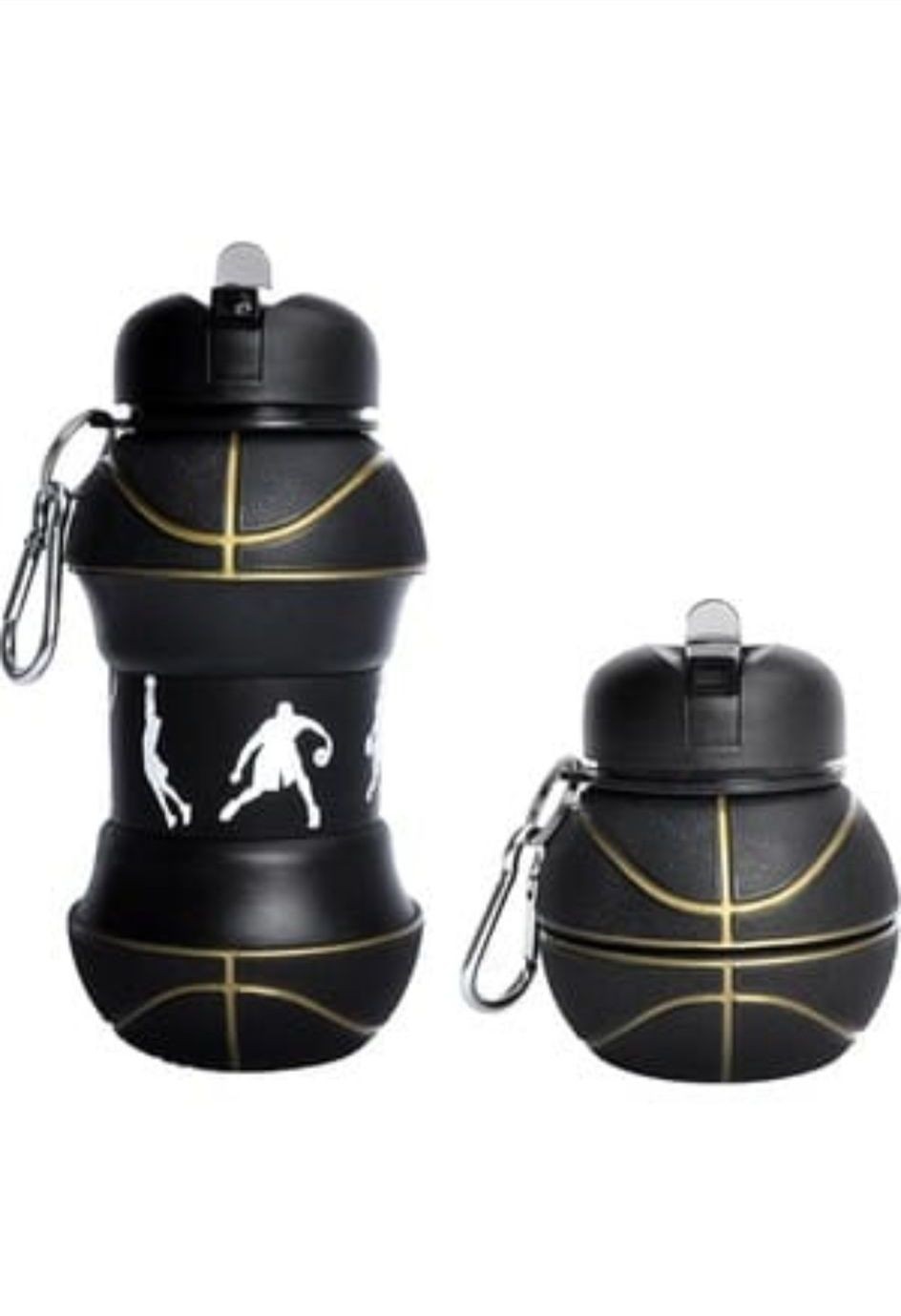 Karlanabilir Silikon Su Şişesi - Siyah Basketbol