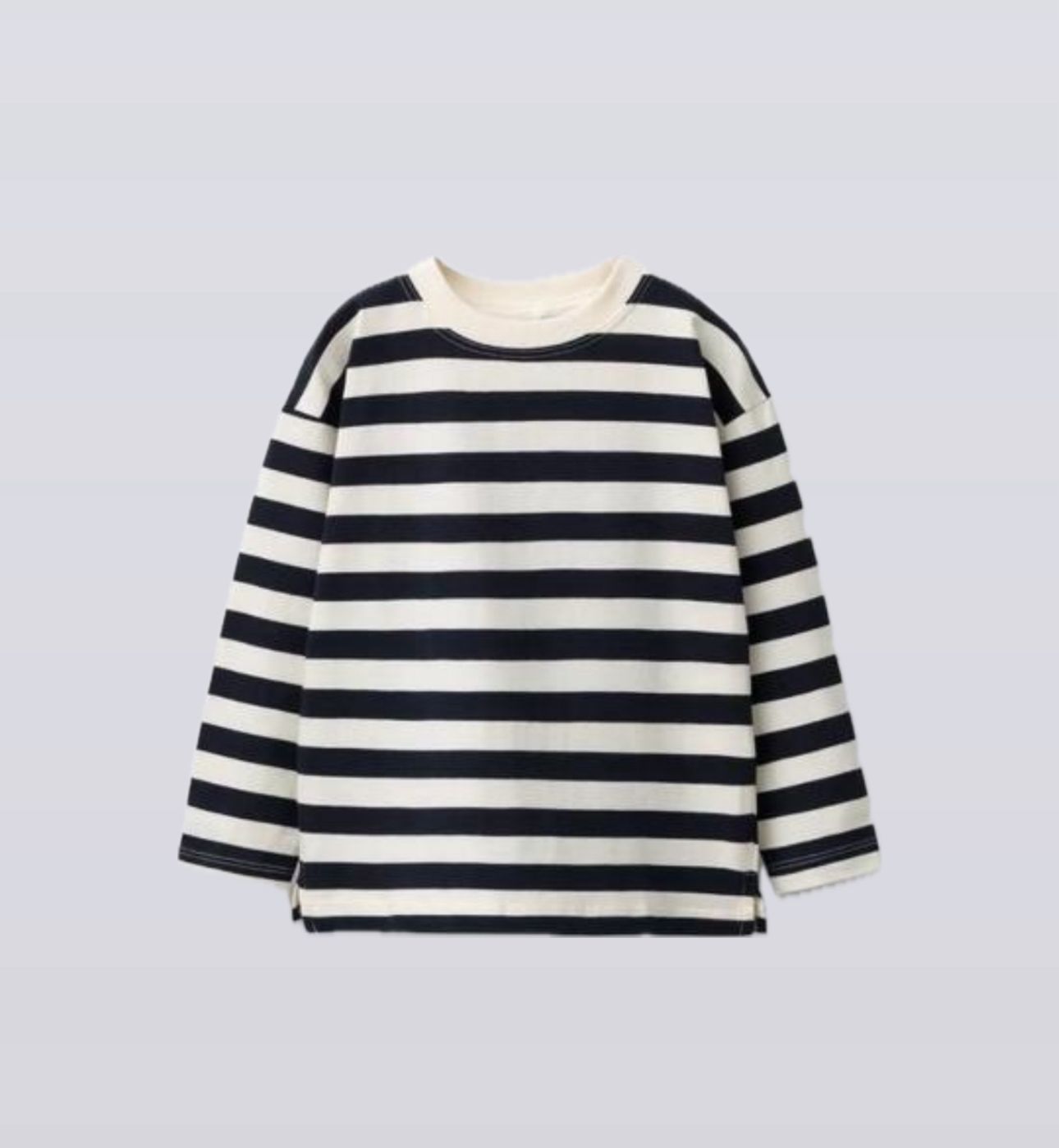 Çizgili Uzun Kol Sweatshirt - Siyah