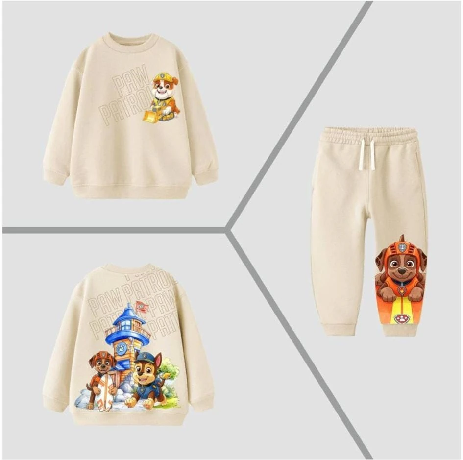 Paw Patrol Baskı Eşofman Takımı - Krem 