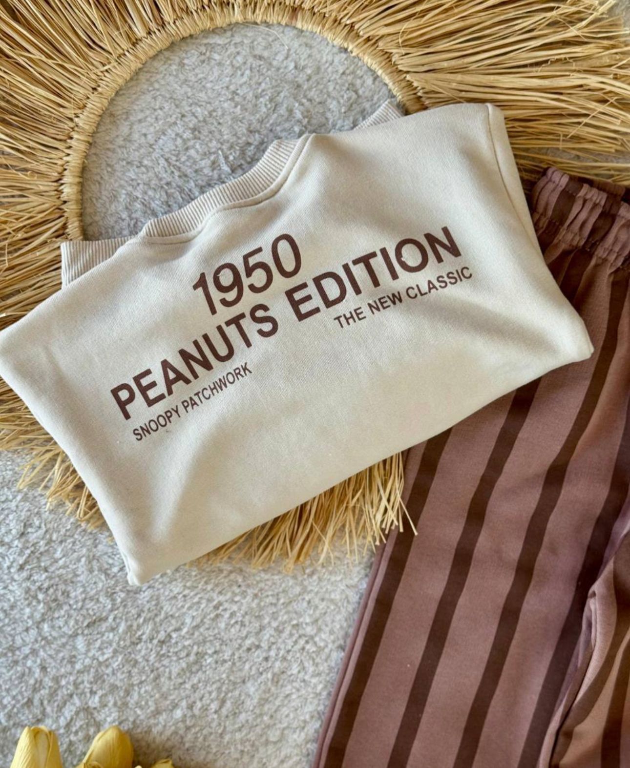 Snoopy Kahve Çizgili Eşofman Takımı