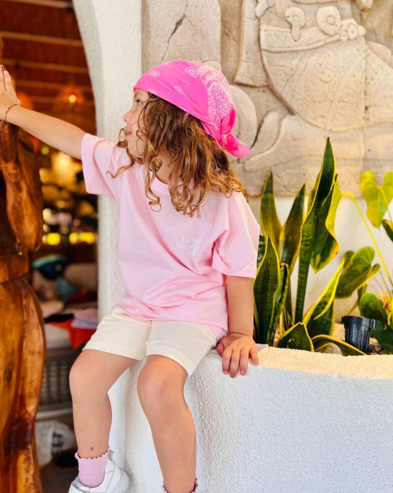Pembe Sloganlı Basic Tshirt 