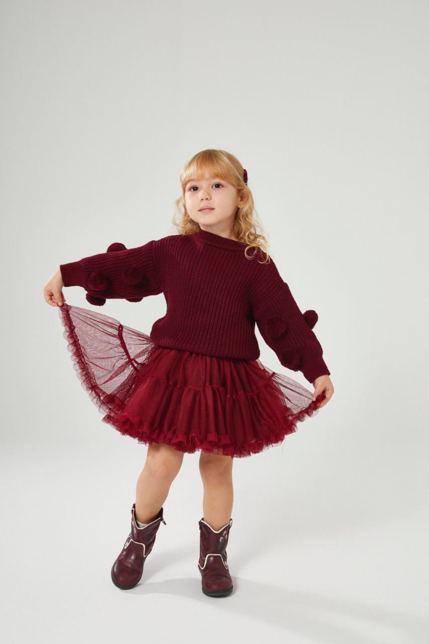 Tütü Etek - Kazak Takım / Bordo