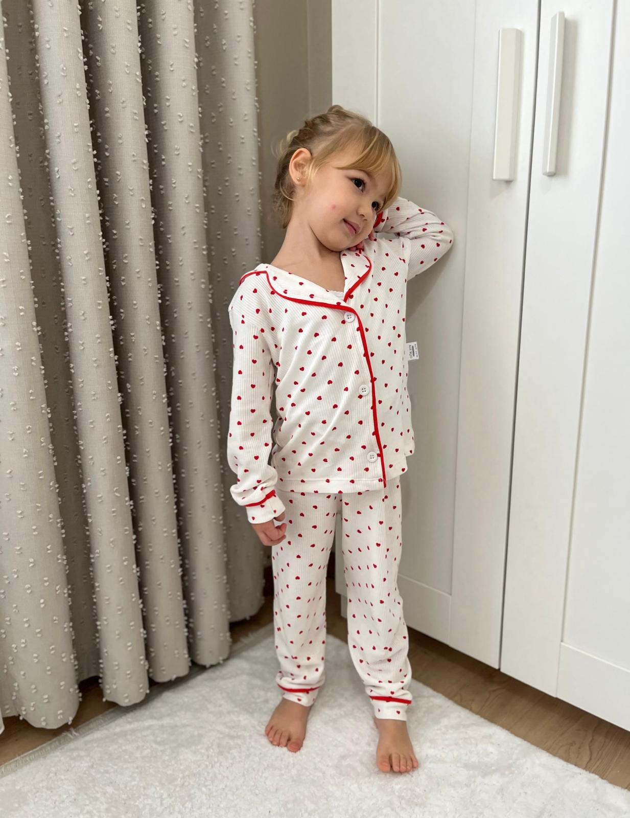 Kalpli Fitilli Pijama Takımı - Kırmızı