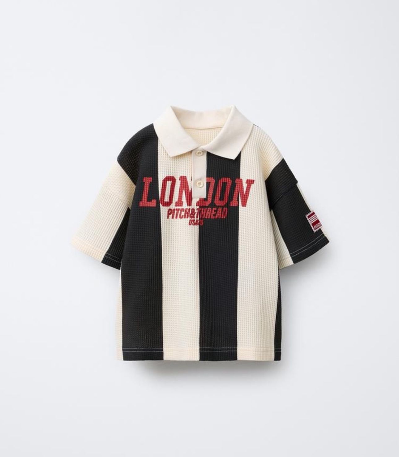 London Baskı Gofre T-shirt