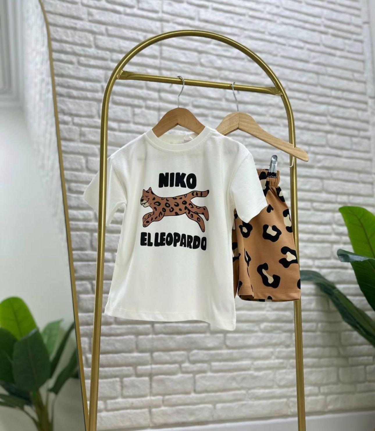 Leopar Baskı Şortlu Takım 