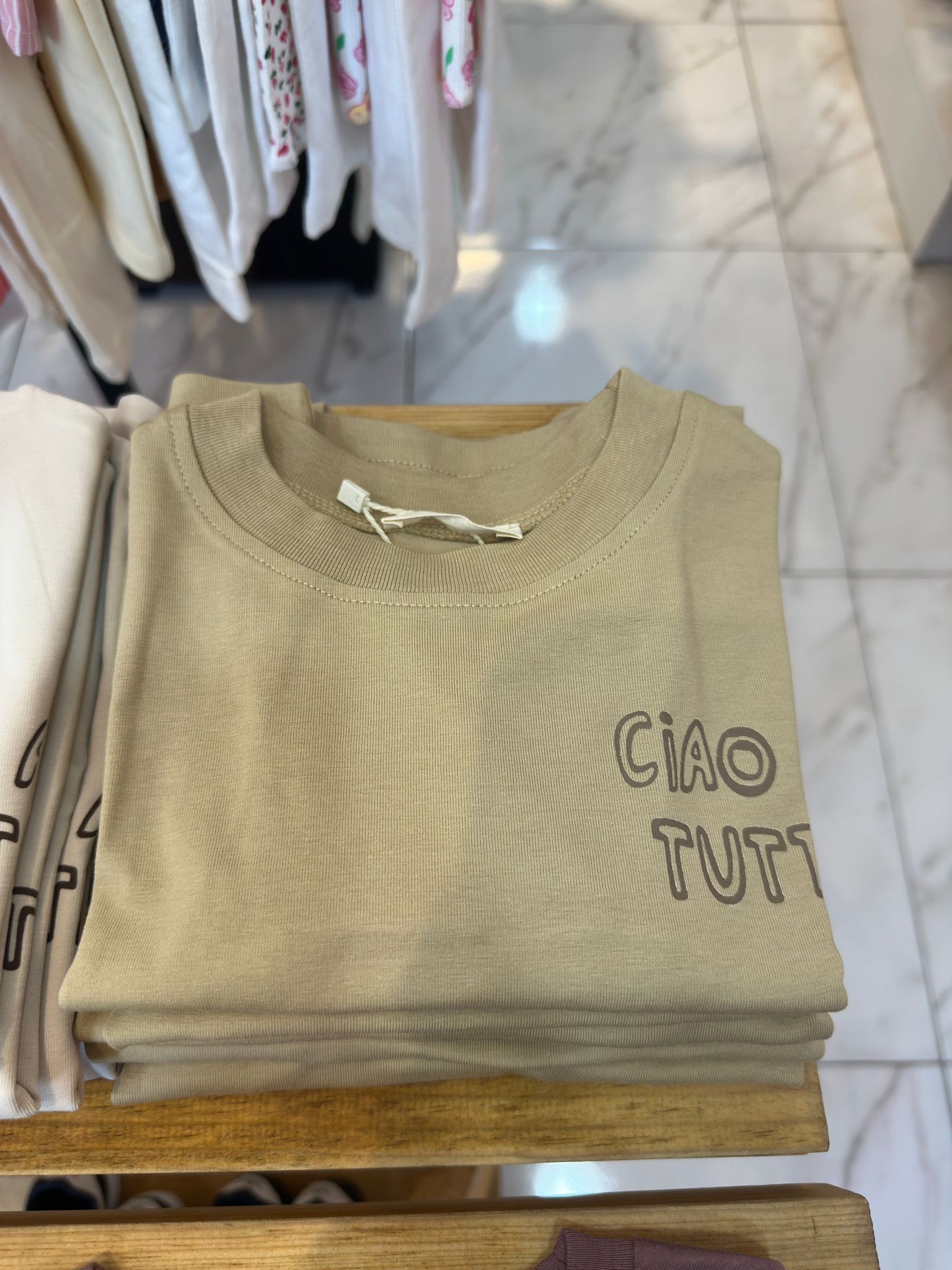Sloganlı Basic Sweat - Latte
