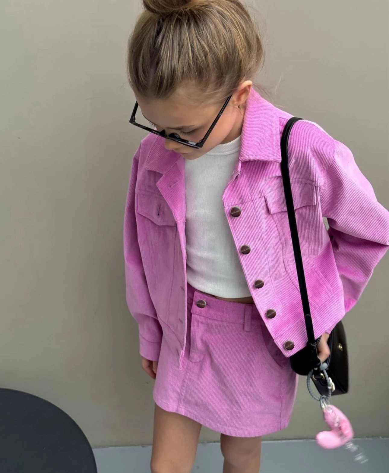 Pembe Kadife Etek - Ceket Takım