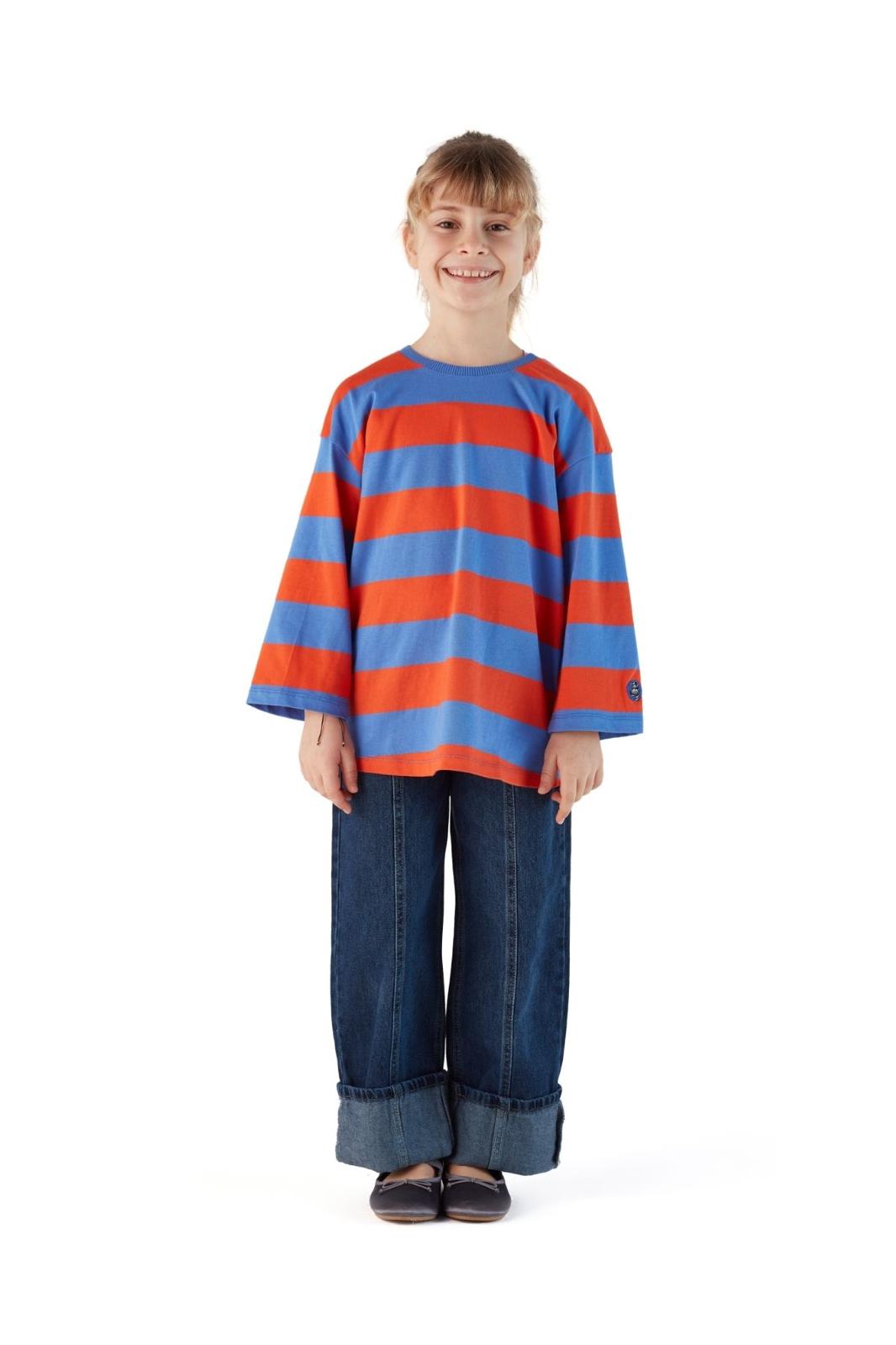 Turuncu-Mor Kontrast Uzun Kollu Basic Tshirt