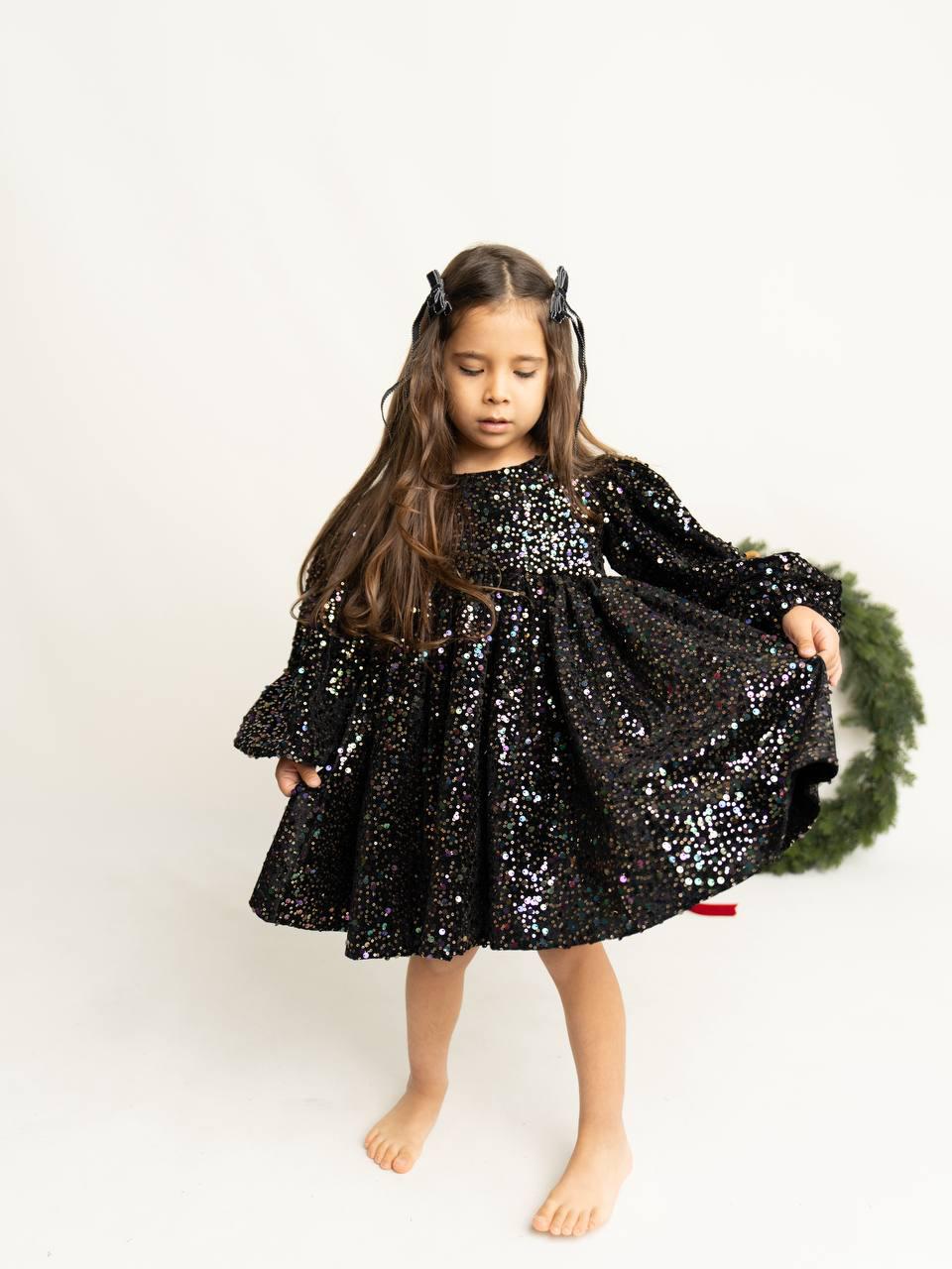 Pul Payet Elbise - Siyah
