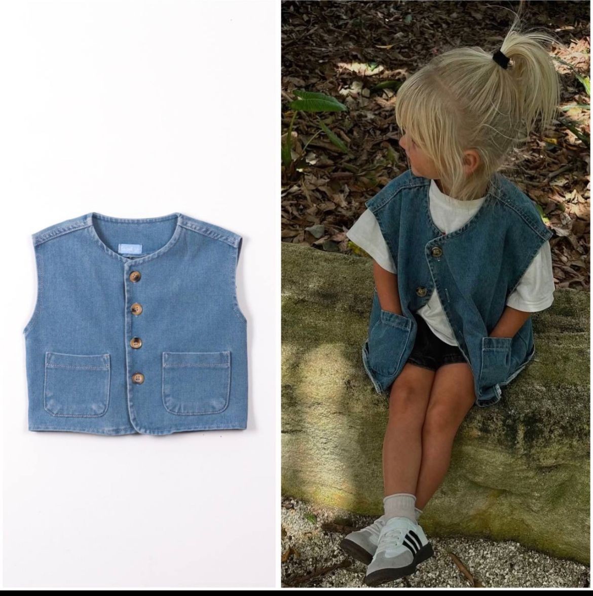 Denim Yelek - Mavi