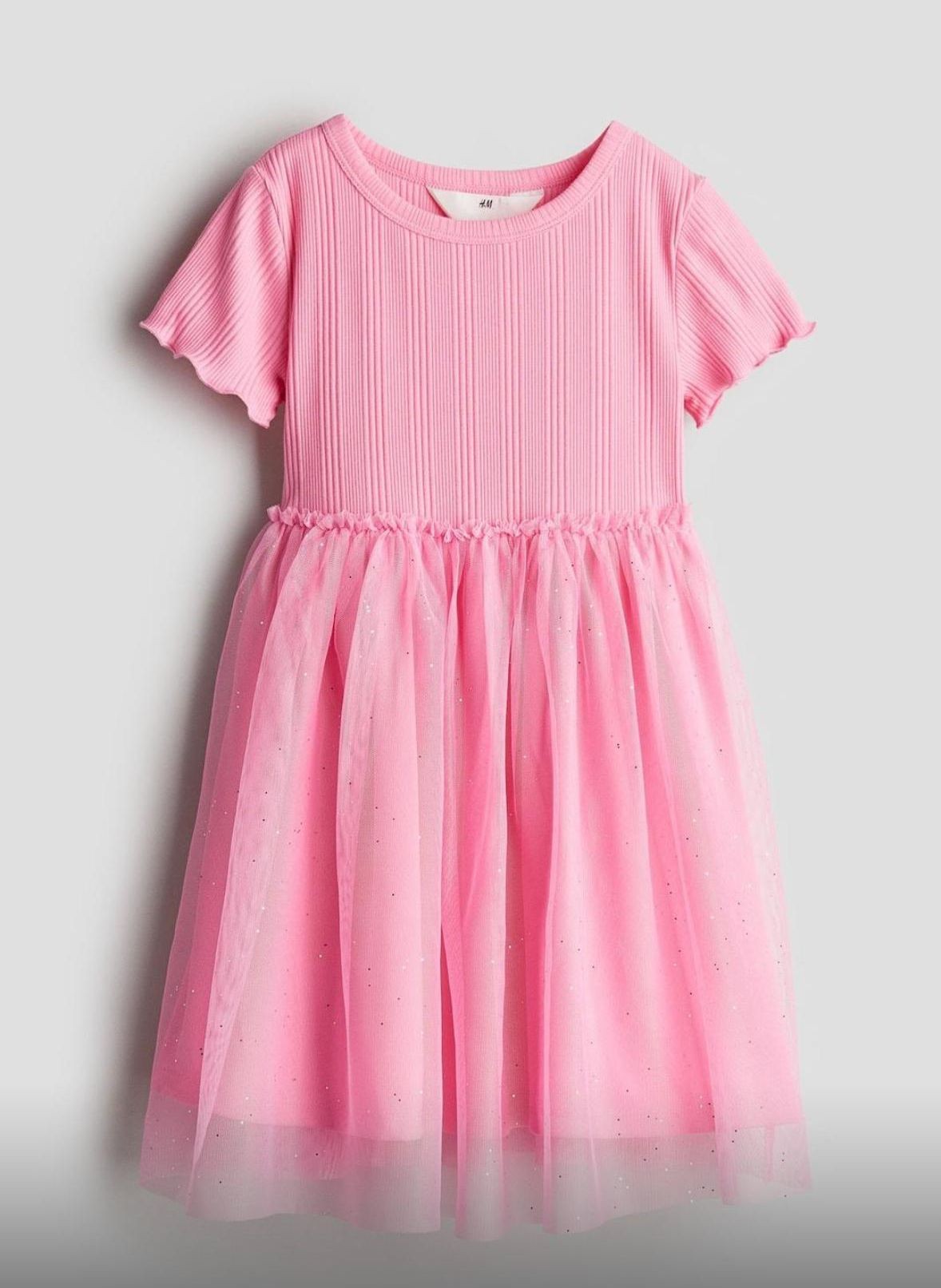 Pullu Tül Elbise - Pembe 