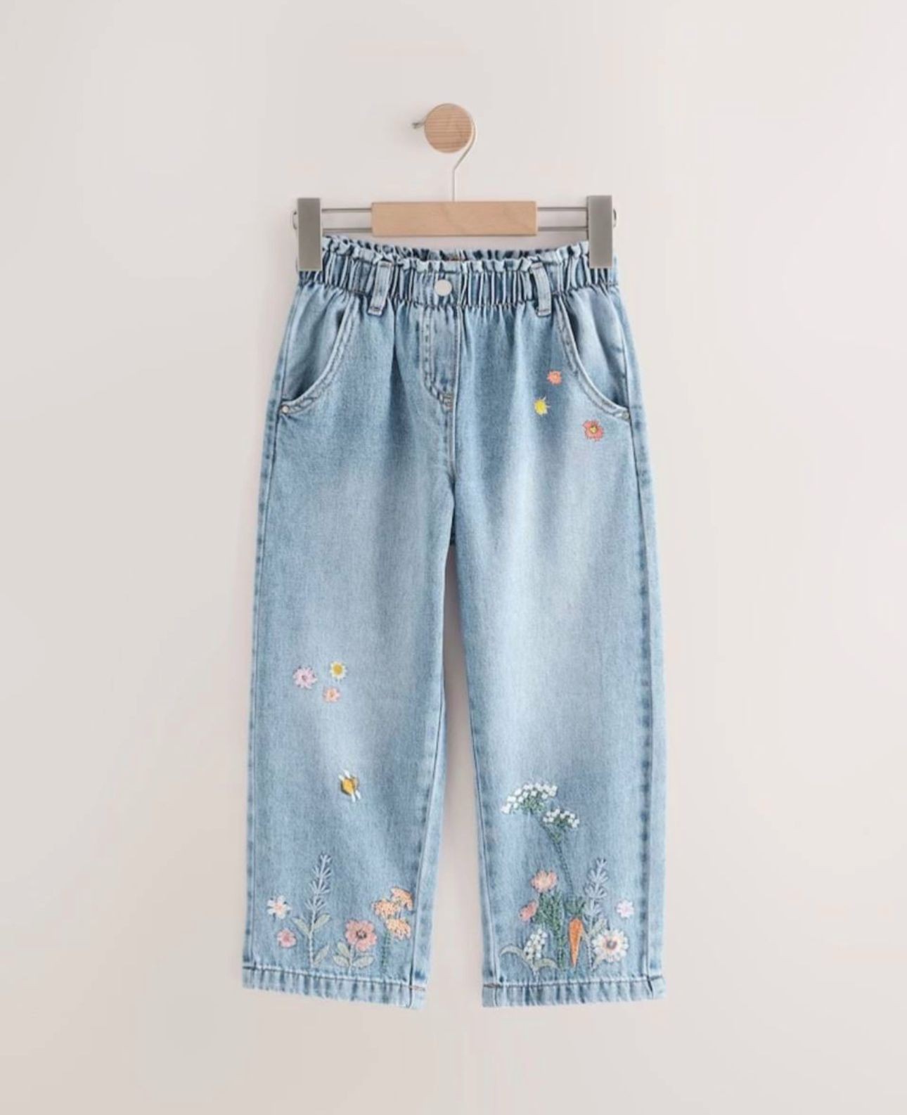 Çiçek işlemeli Kot Pantalon 