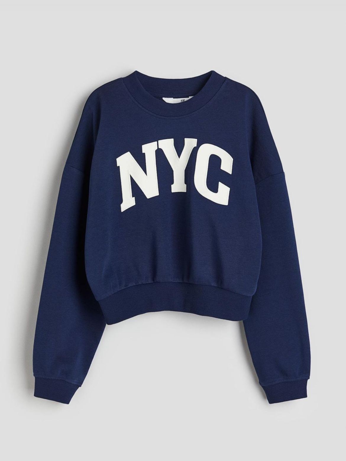 NYC Baskı Crop Sweat - Lacivert