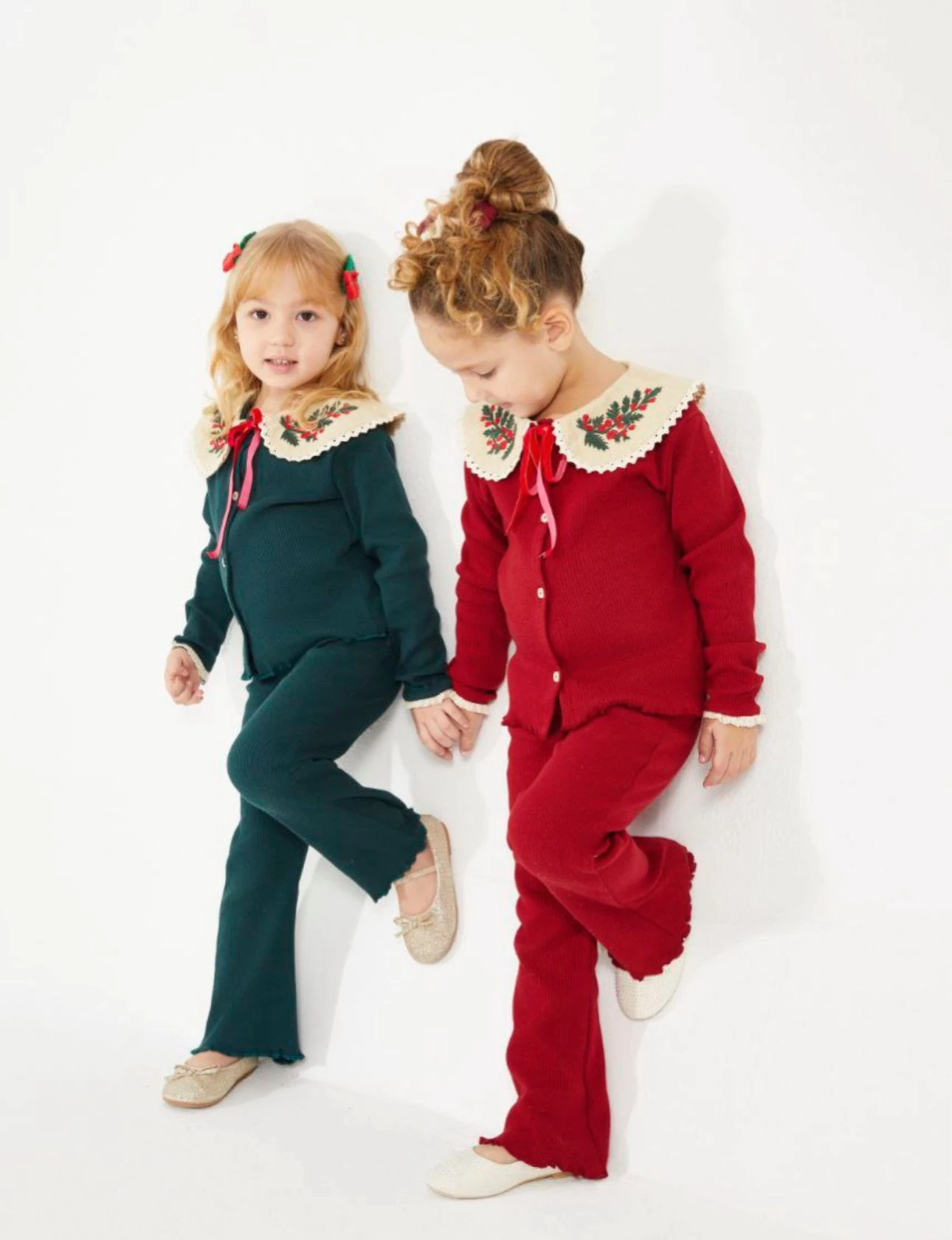 Yaka Detay Fitilli Takım - Kırmızı