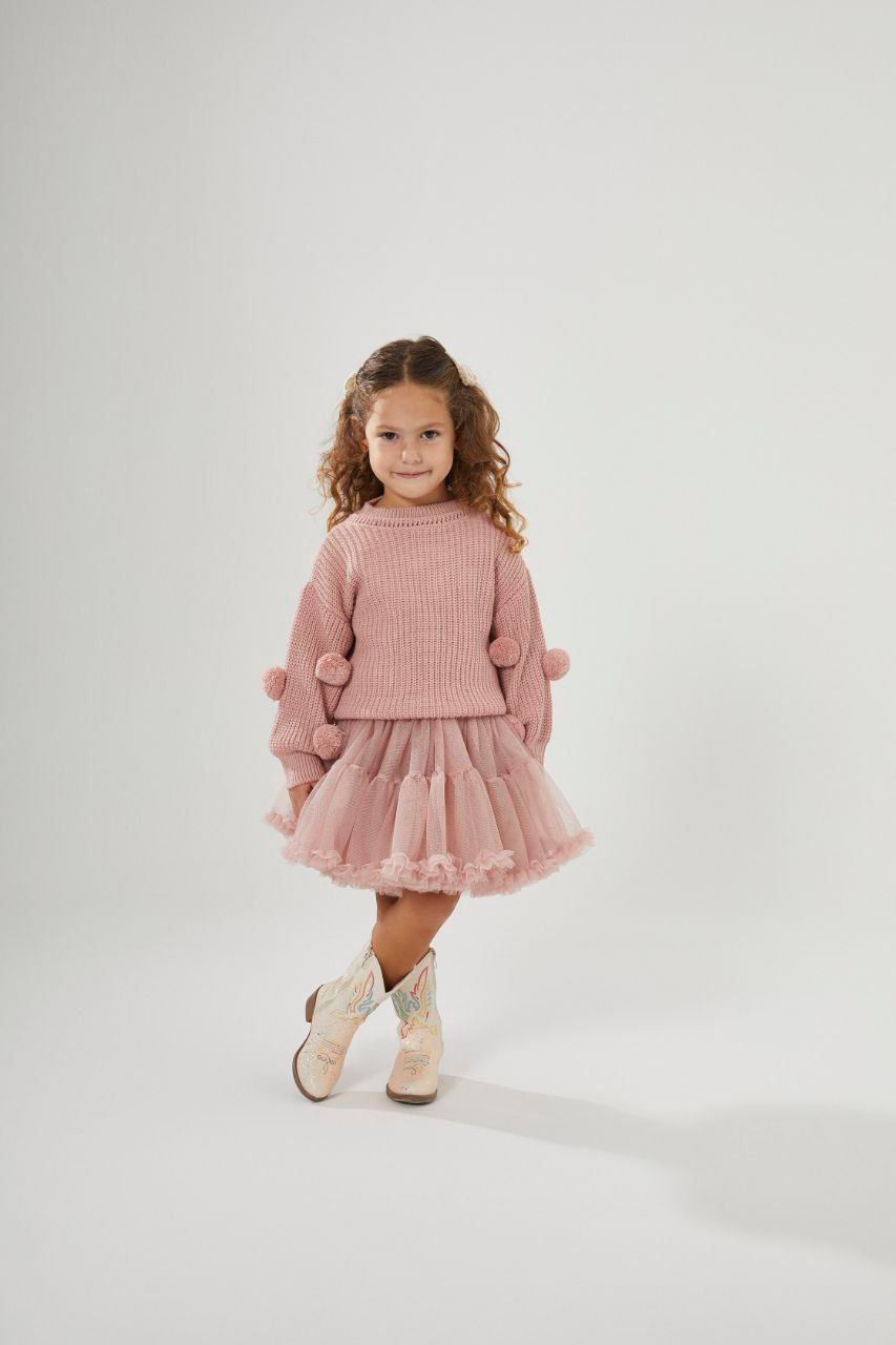 Tütü Etek-Kazak Takım / Pudra