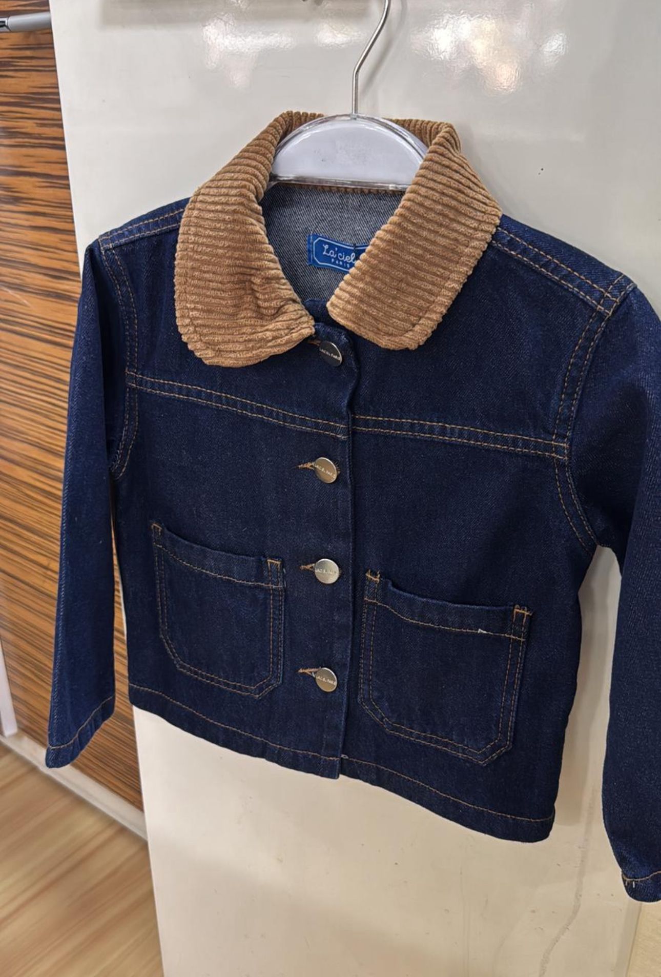 Kadife Yakalı Denim Ceket